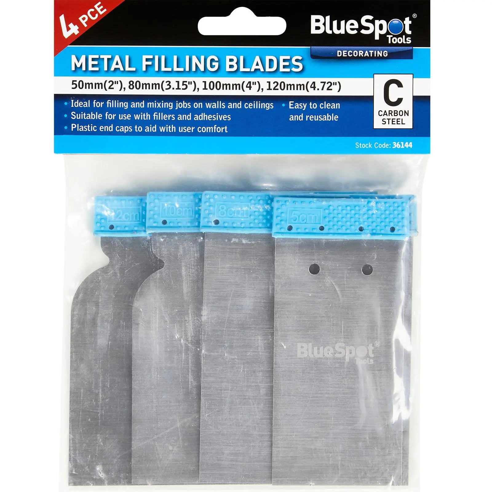 BlueSpot Flexible Filling Metal Blades 50-120mm 4 Piece  White Rose Tools