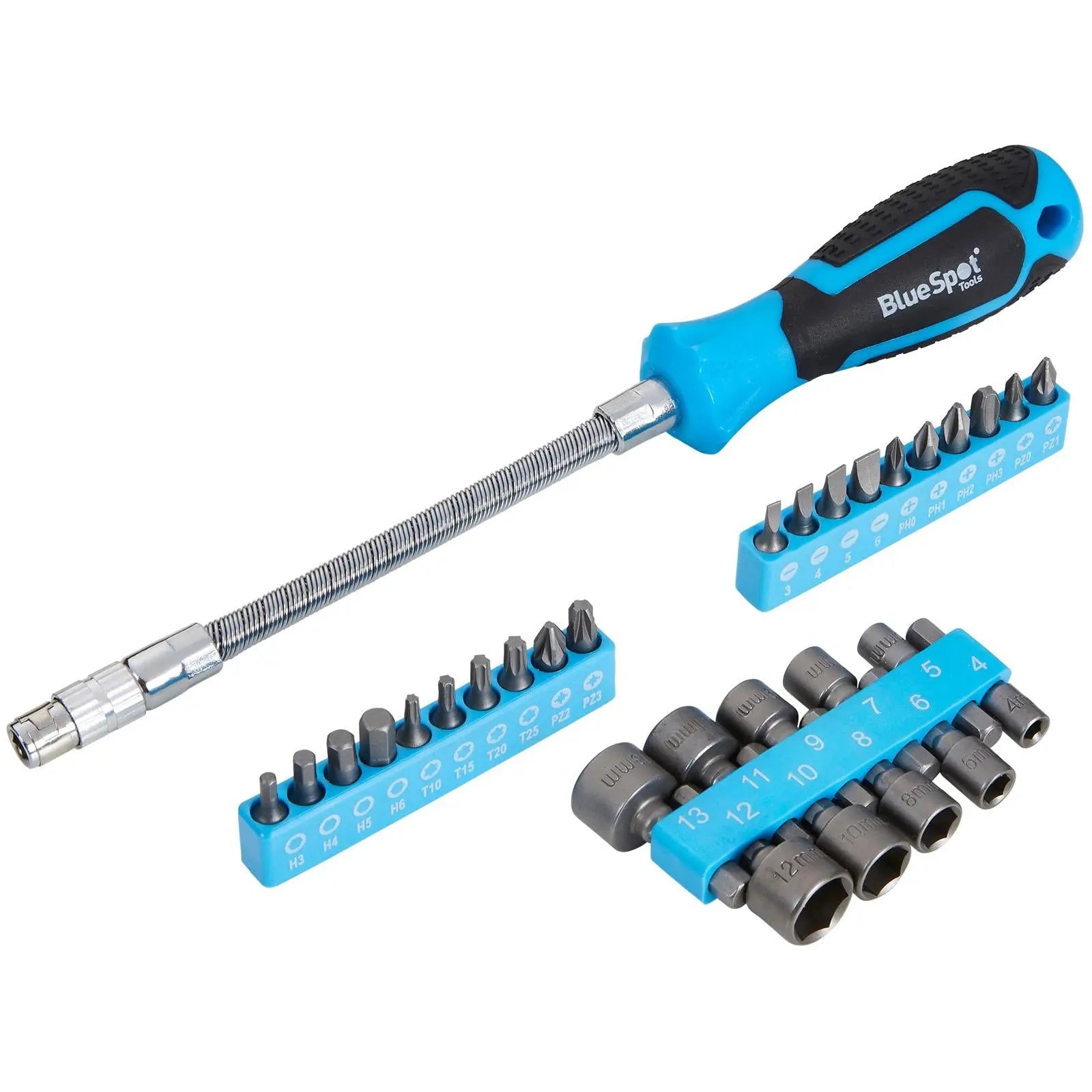 BlueSpot Flexible Screwdriver and Bit Set 31 Piece  White Rose Tools