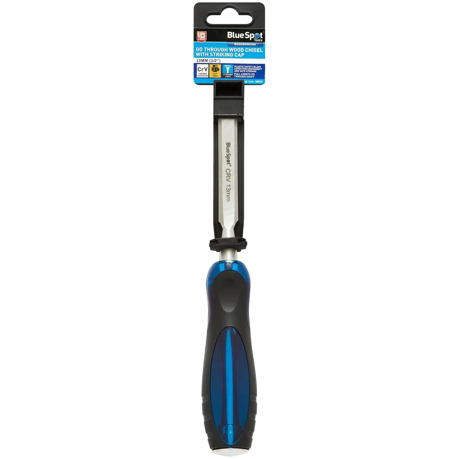 BlueSpot Go Through Wood Chisel with Striking Cap 13mm 1/2  White Rose Tools
