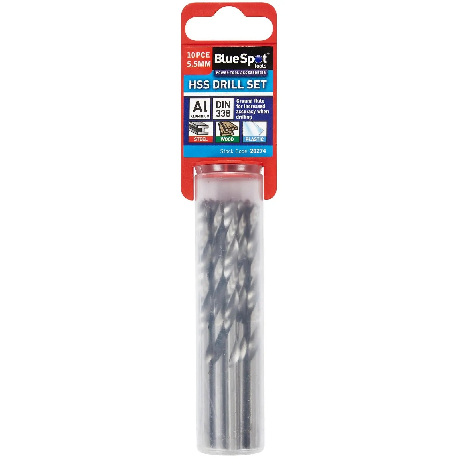 BlueSpot HSS Metal Drill Bits 5.5mm 10 Pack  White Rose Tools