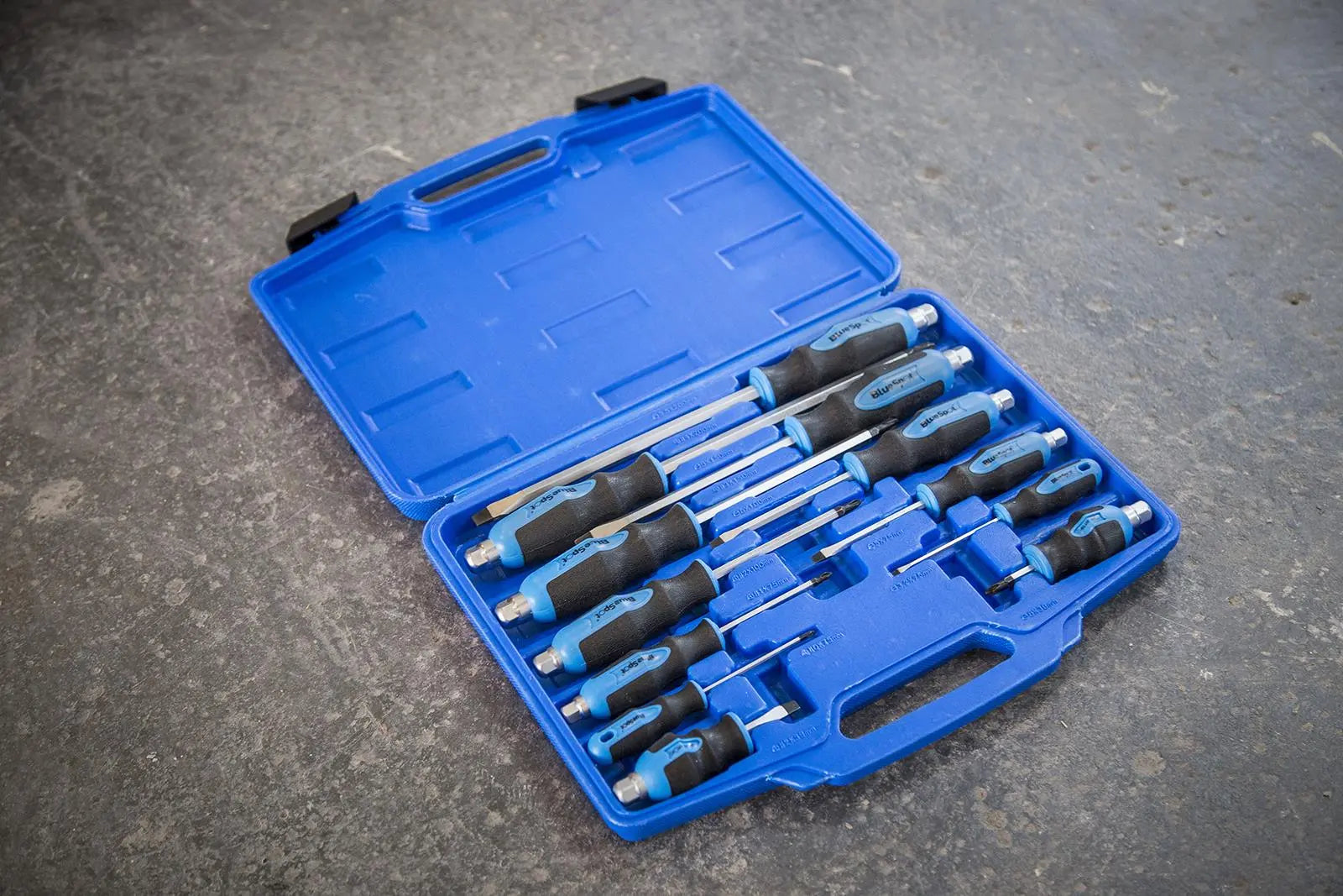 BlueSpot Hex Bolster Screwdriver Set with Storage Case 12 Pieces 