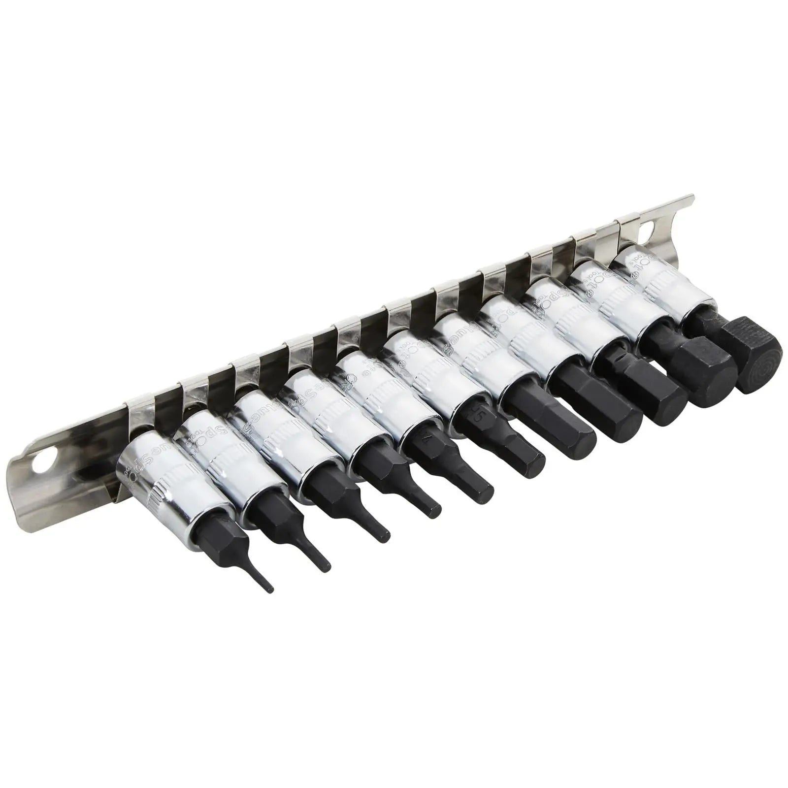 BlueSpot Hex Socket Bit Set 1/4" Drive on Socket Rail 1.5-11mm 11 Piece  White Rose Tools