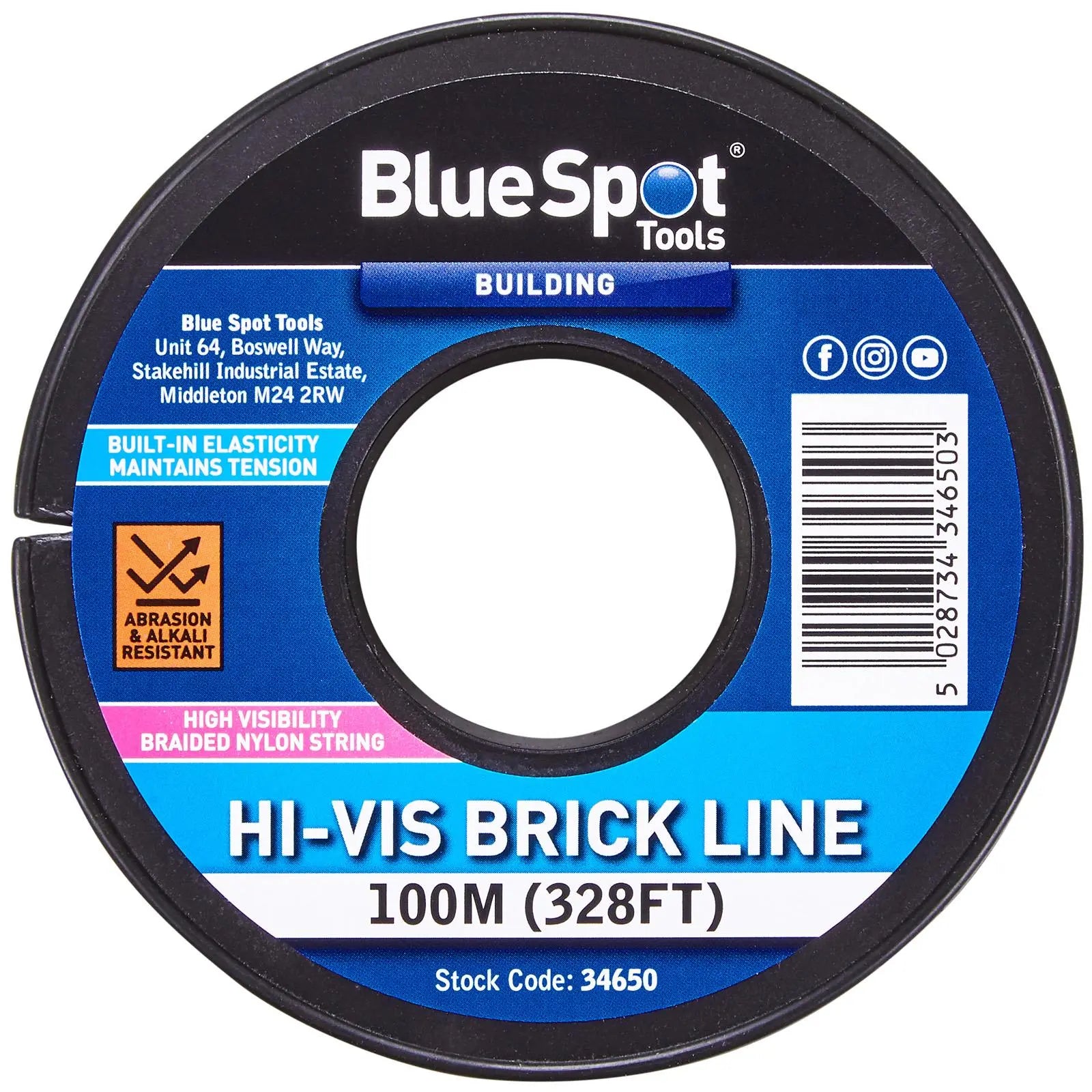 BlueSpot Hi-Vis Brick Line 100m  White Rose Tools