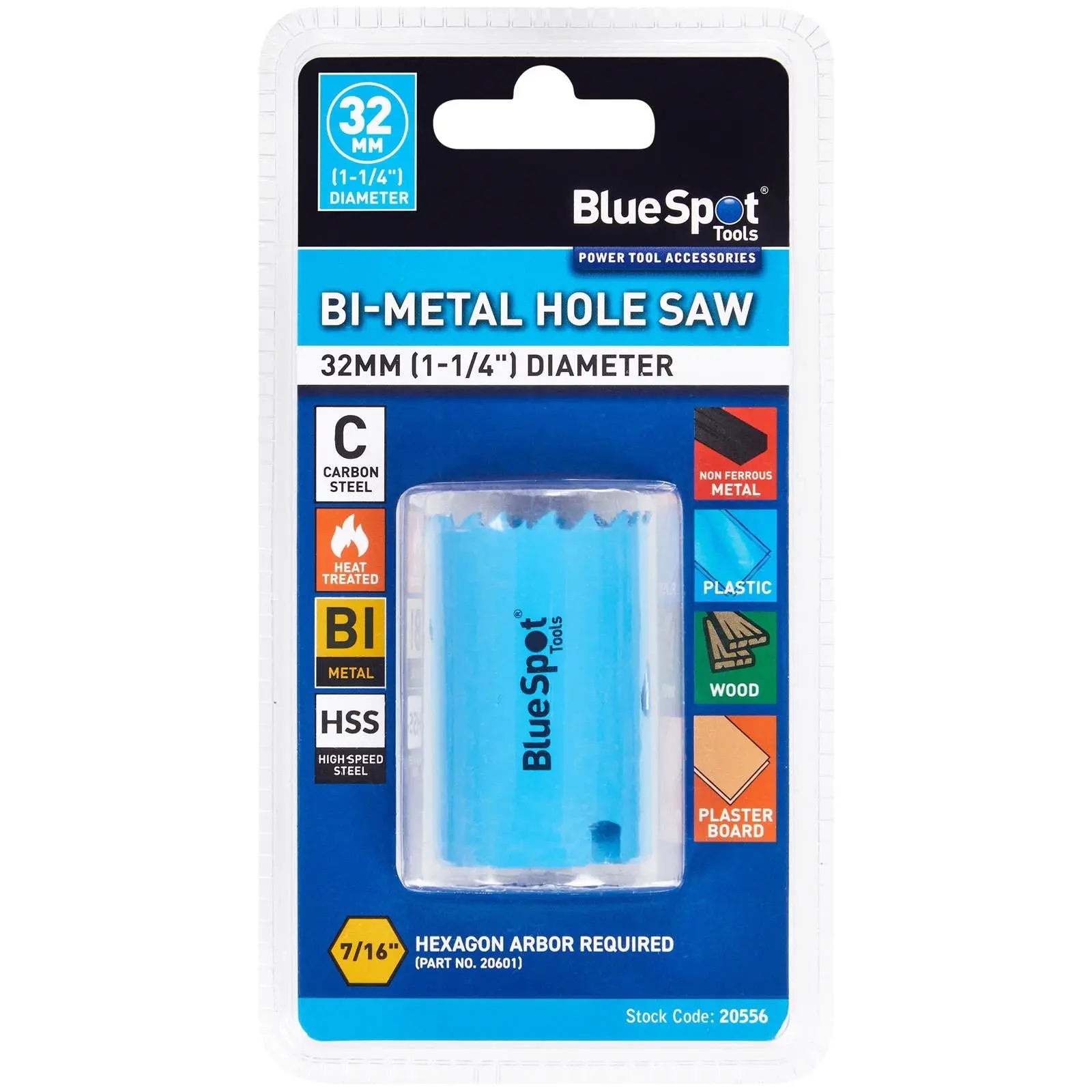 BlueSpot Hole Saw Bi-Metal 32mm HSS Teeth  White Rose Tools