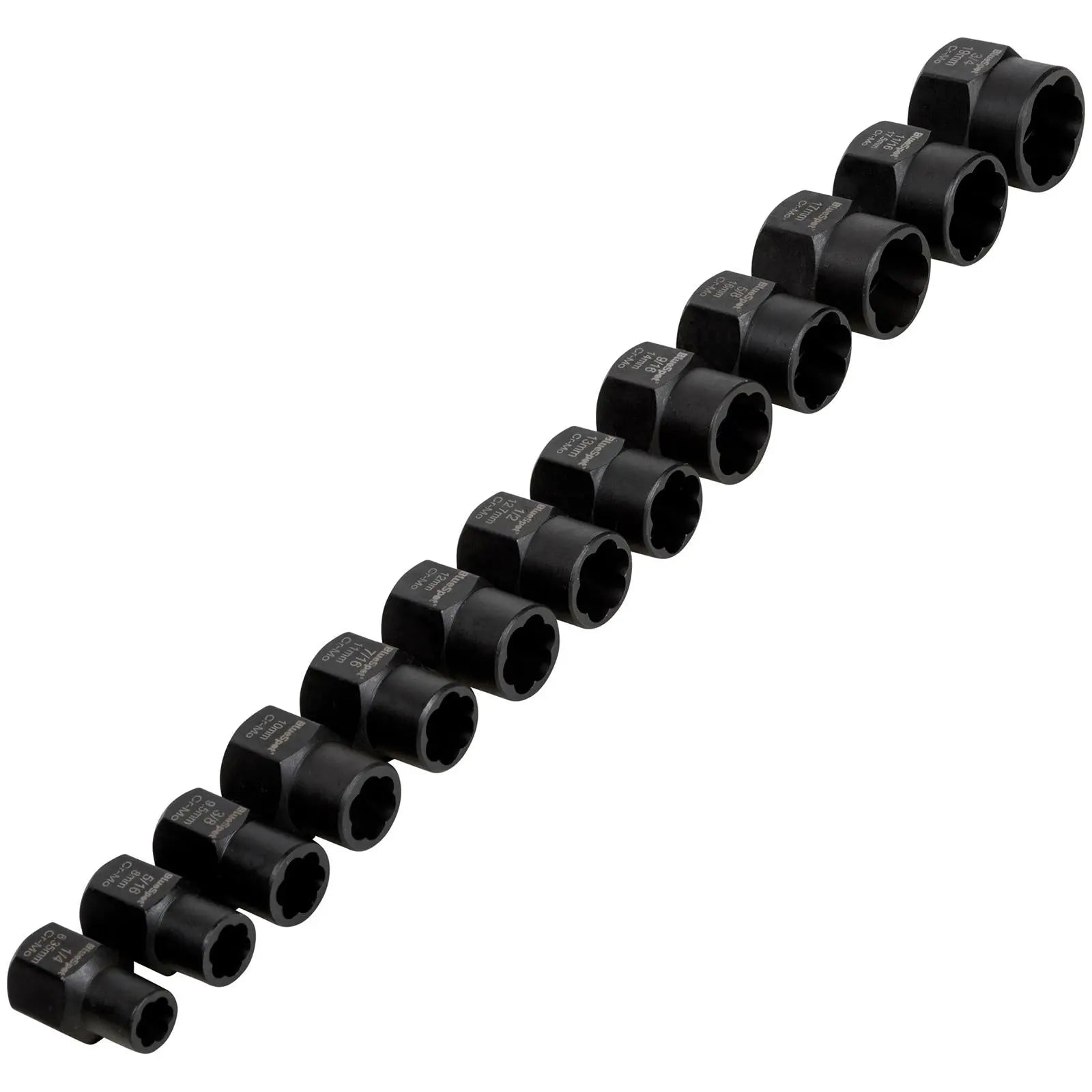 BlueSpot Impact Bolt and Nut Remover Set 13 Piece 8-19mm 1/4"-11/16 