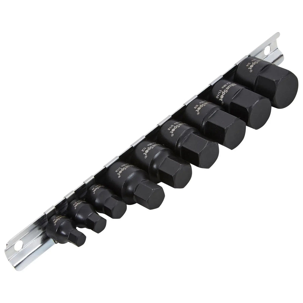 BlueSpot Impact Hex Socket Set Imperial Low Profile 1/4