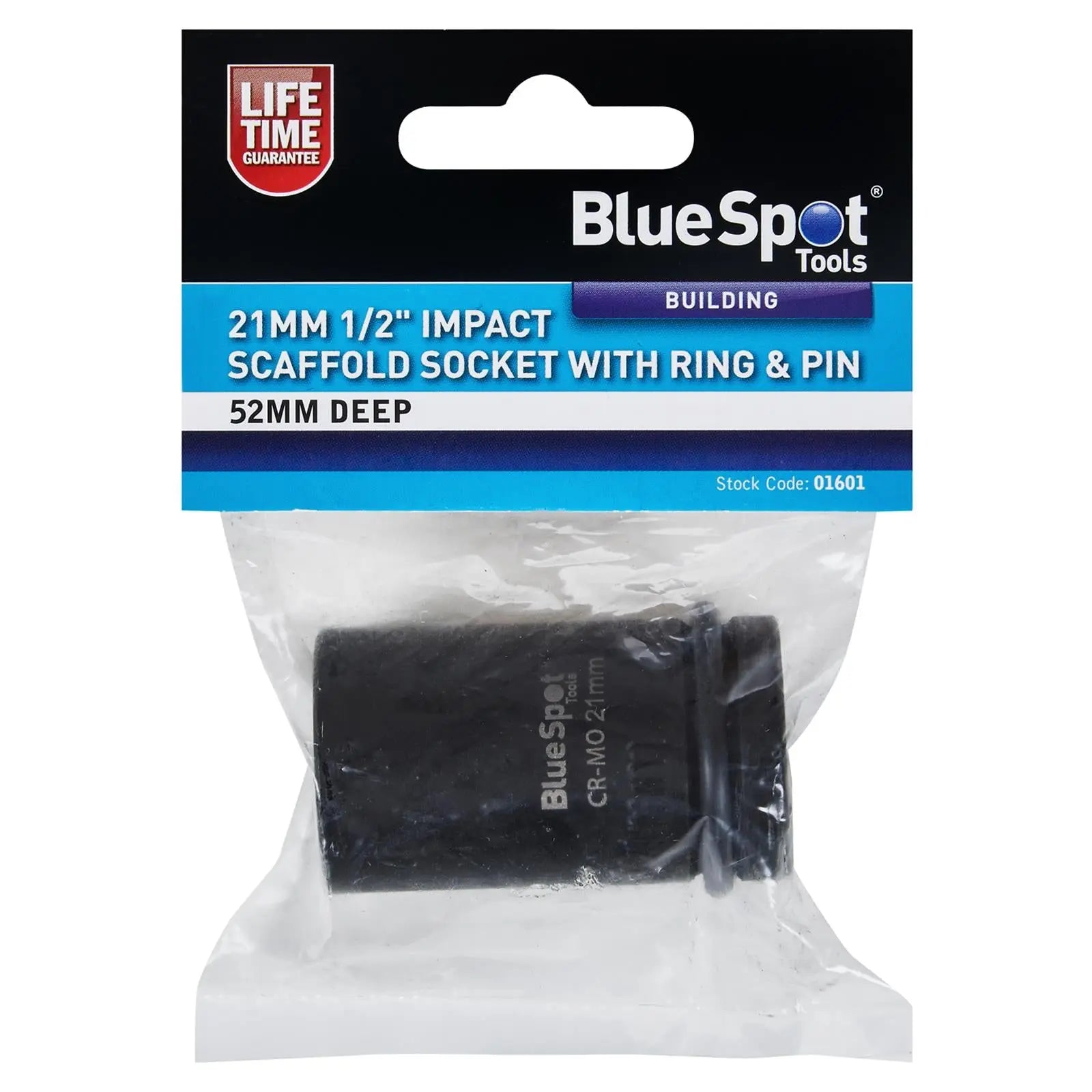 BlueSpot Impact Scaffold Socket With Ring And Pin 21mm 1/2  White Rose Tools