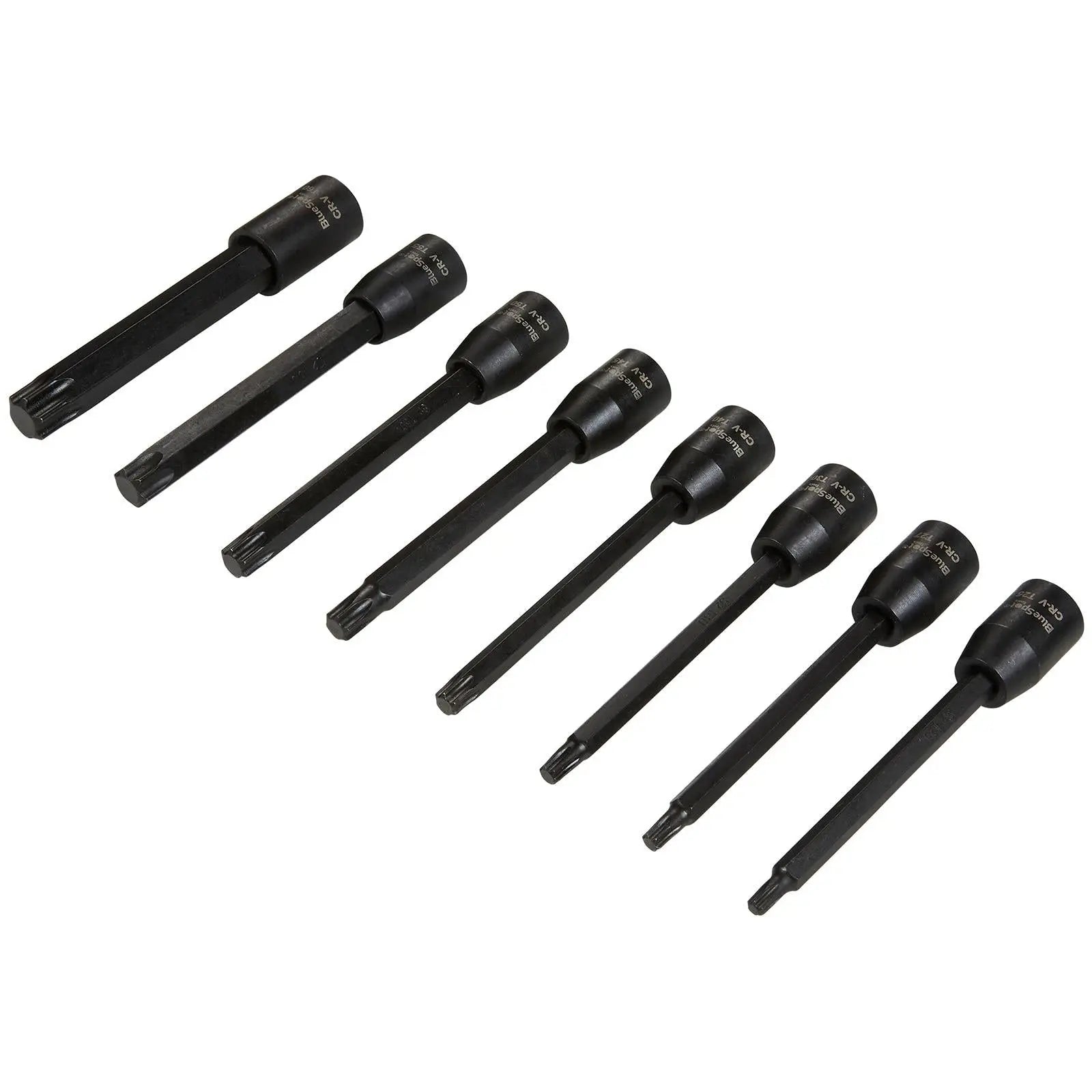 BlueSpot Impact Torx Socket Set Extra Long 110mm 3/8" Drive T25-T60 8 Piece  White Rose Tools
