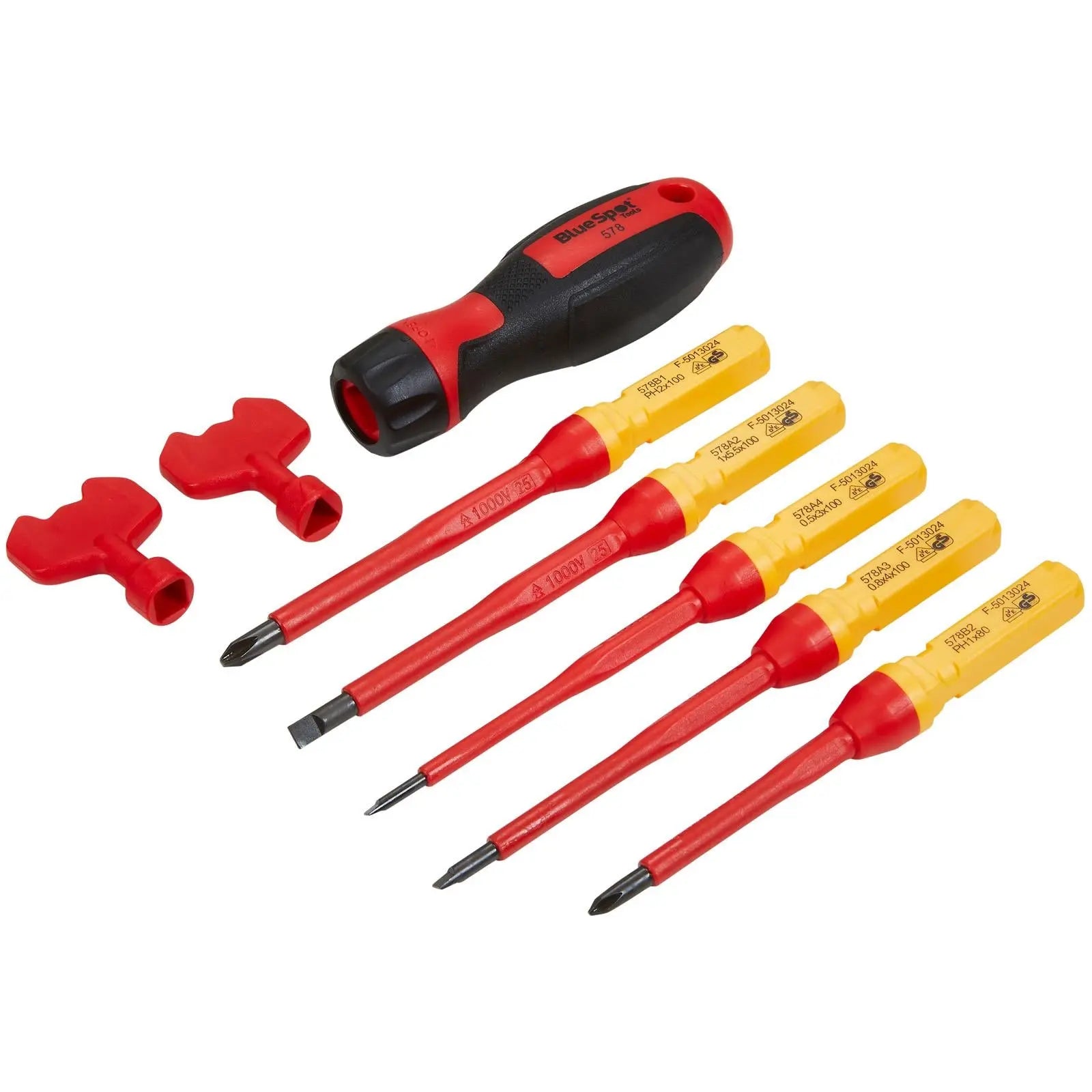 BlueSpot Interchangeable VDE Screwdriver Set Slotted Phillips 8 Piece  White Rose Tools