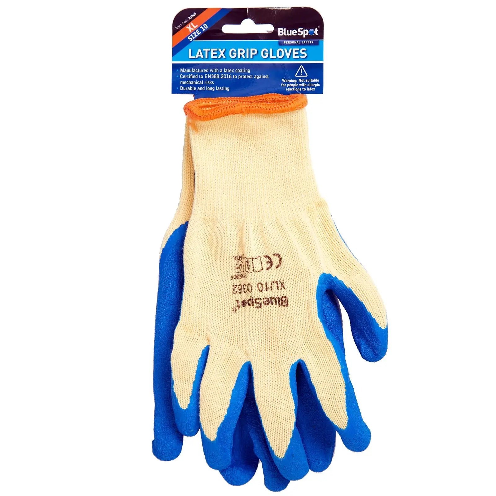 BlueSpot Latex Grip Gloves 1 Pair 