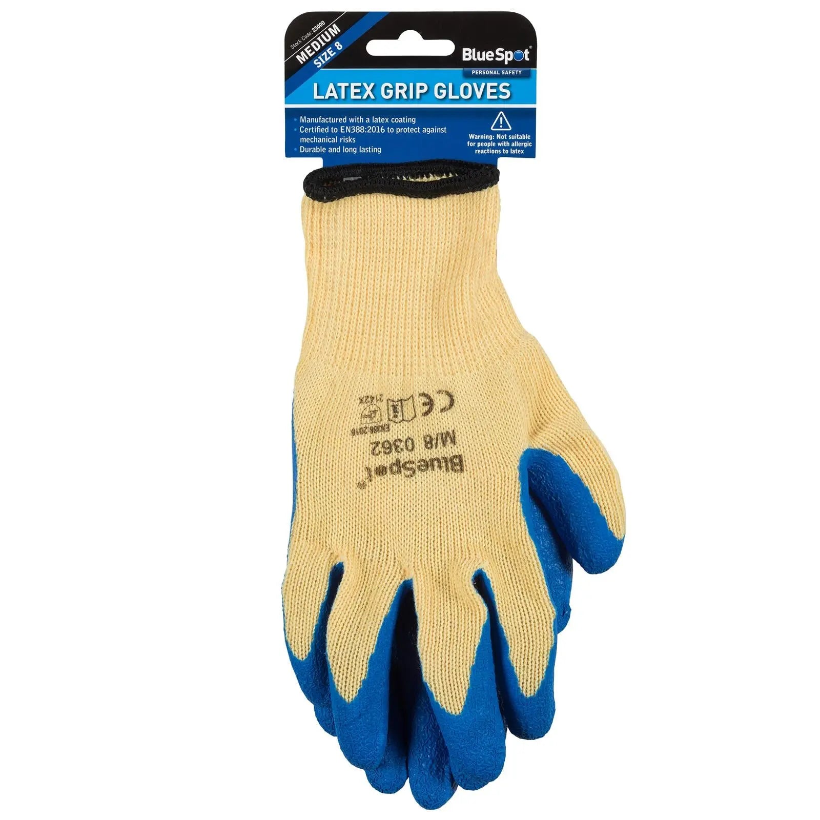 BlueSpot Latex Grip Gloves 1 Pair 