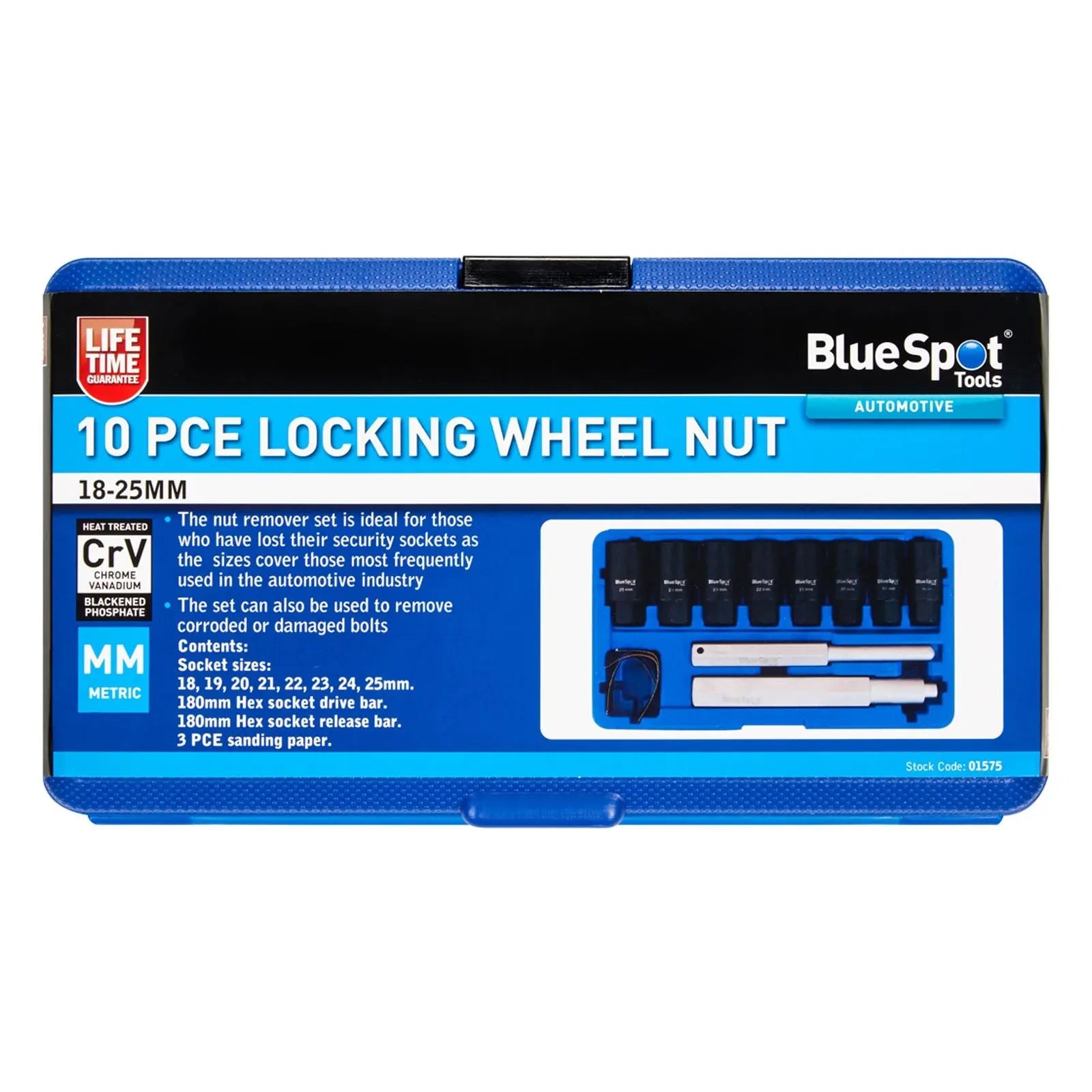 BlueSpot Locking Wheel Nut 10 Piece 18-25mm 