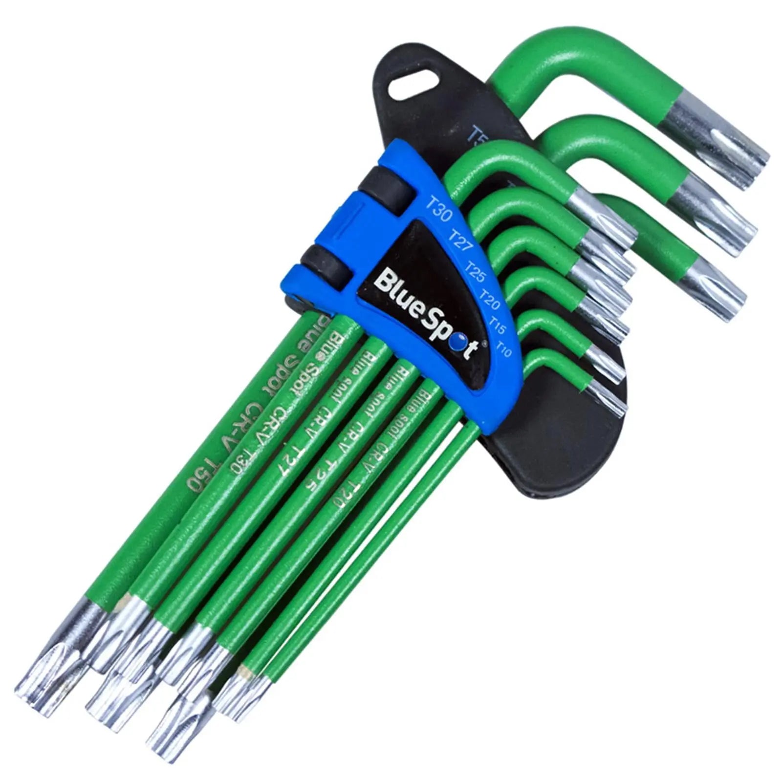 BlueSpot Long Arm Tamper Proof Torx Key Set 9 Piece T10-T50 