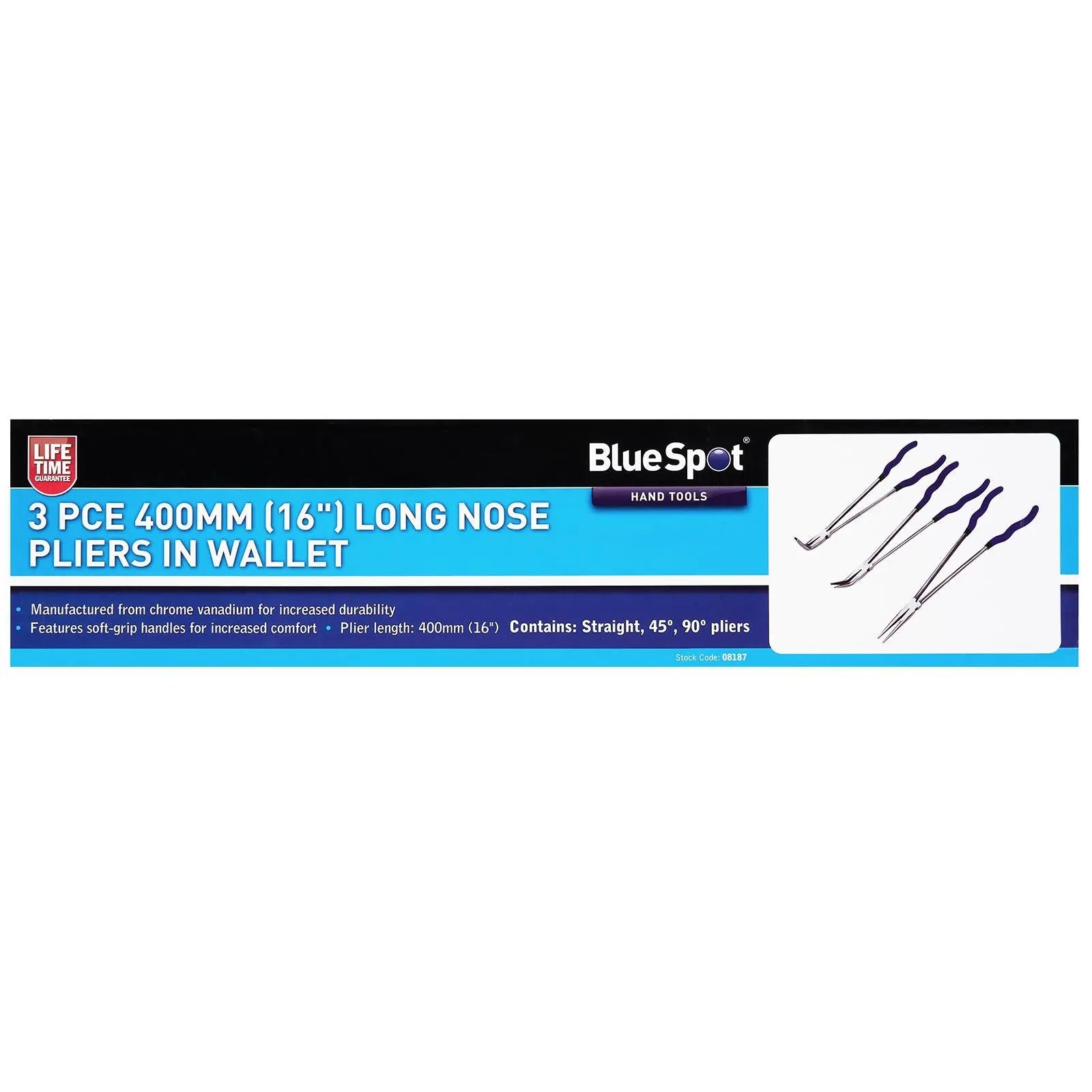 BlueSpot Long Nose Pliers In Wallet 400mm (16") 3 Piece 