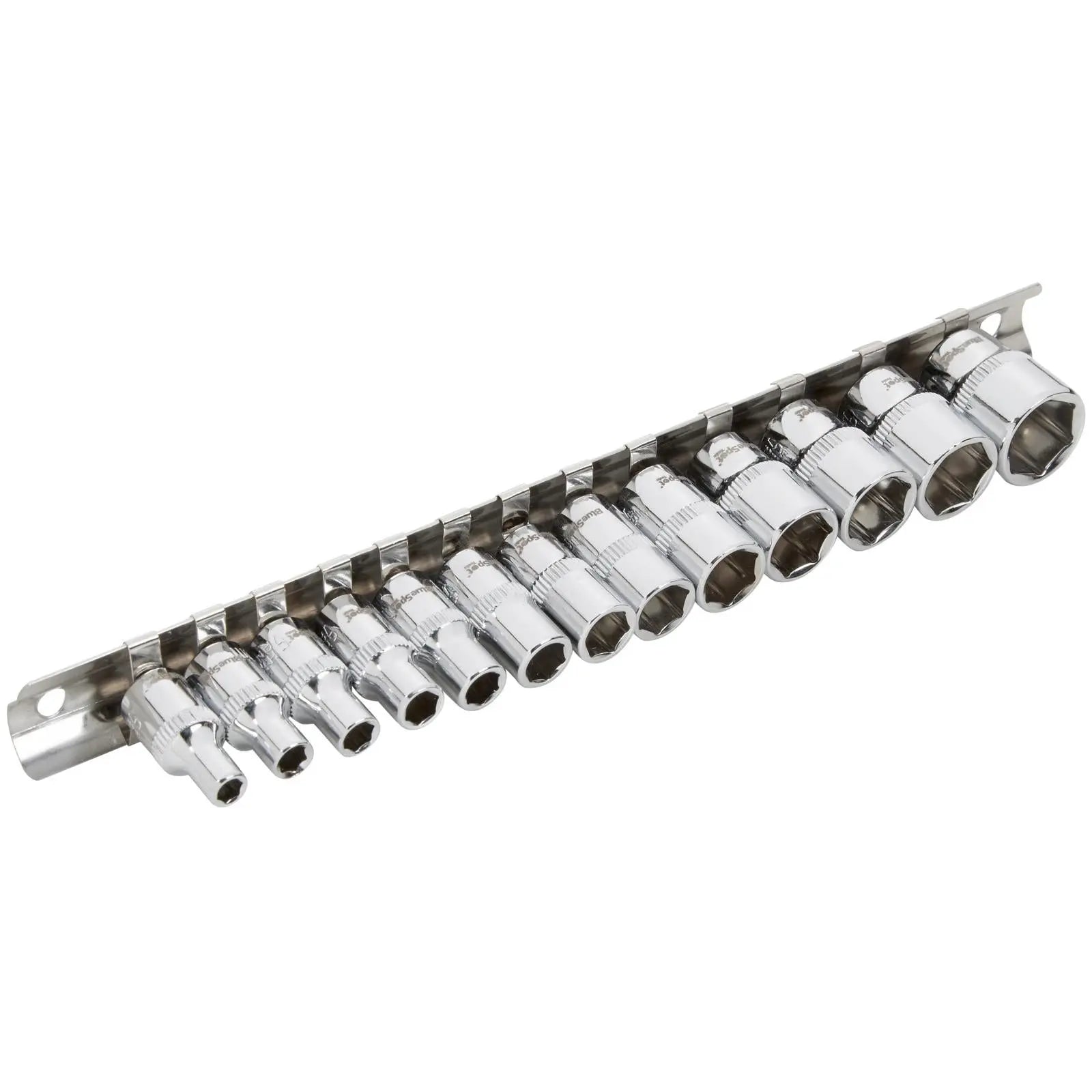 BlueSpot Metric Socket Set 1/4" Drive on Socket Rail 4-14mm 13 Piece  White Rose Tools