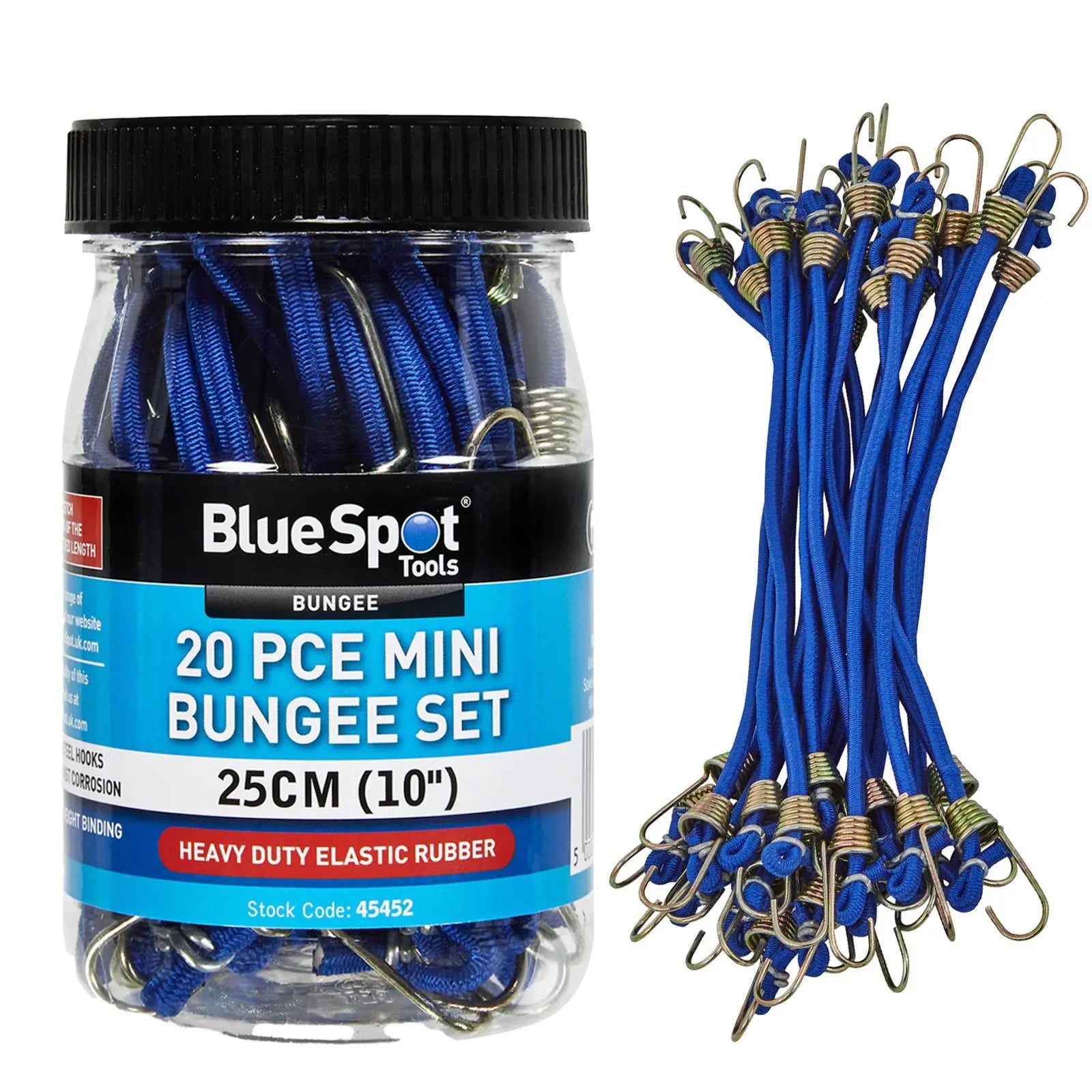 BlueSpot Mini Bungee Set 25cm 10" 20 Piece  White Rose Tools