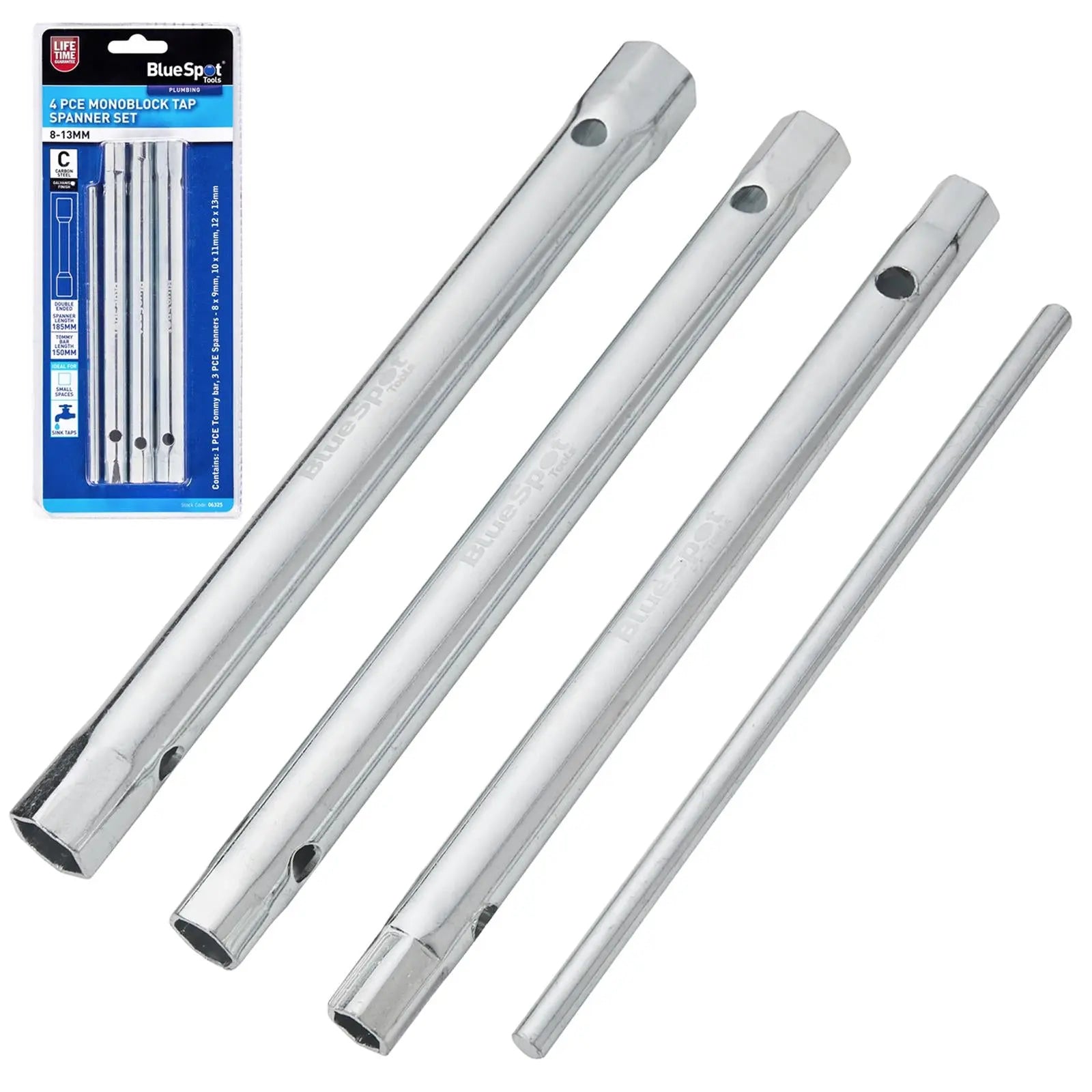 BlueSpot Monoblock Tap Spanner Set 4 Piece 8-13mm  White Rose Tools
