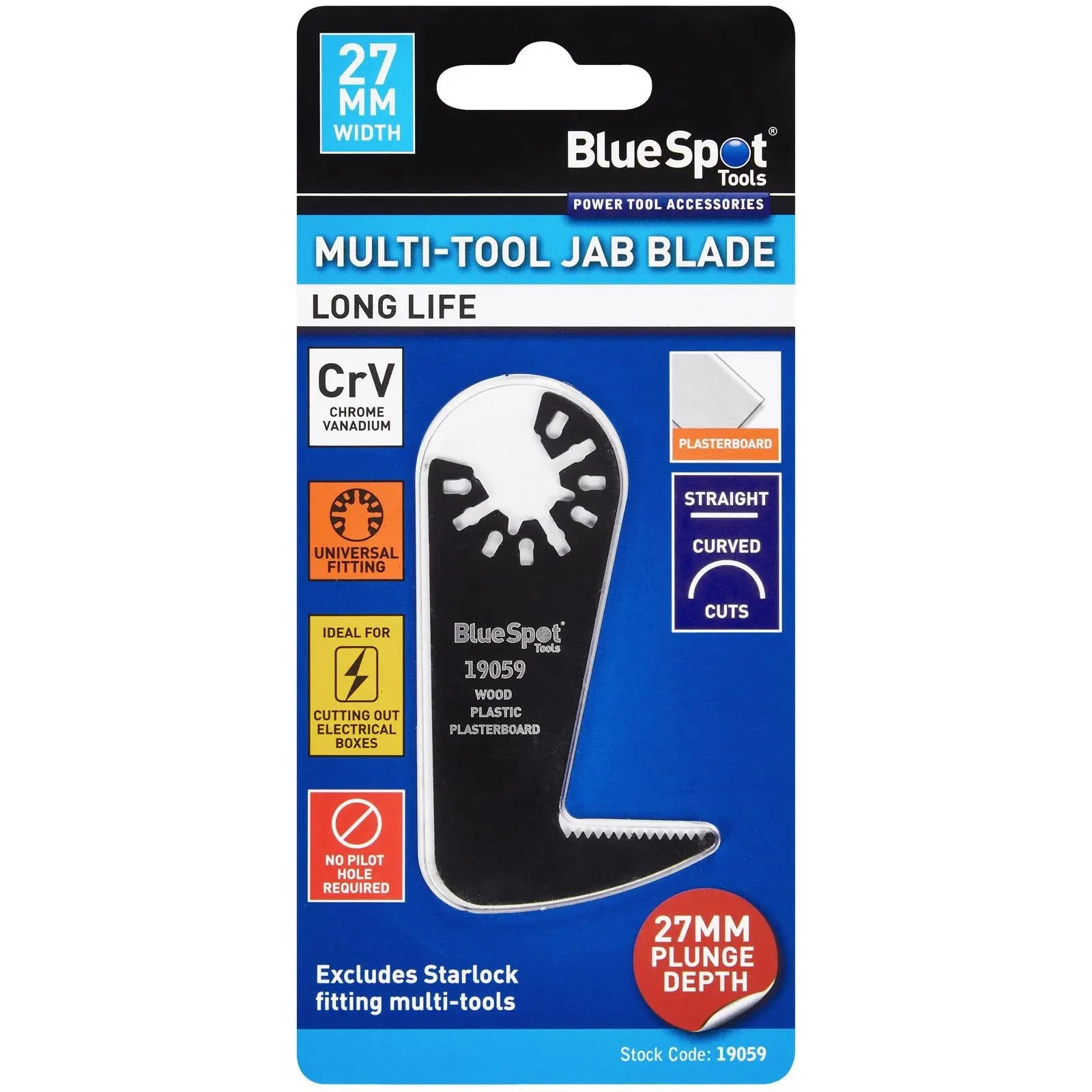 BlueSpot Multi Tool Jab Blade OMT 27mm Plung Depth  White Rose Tools