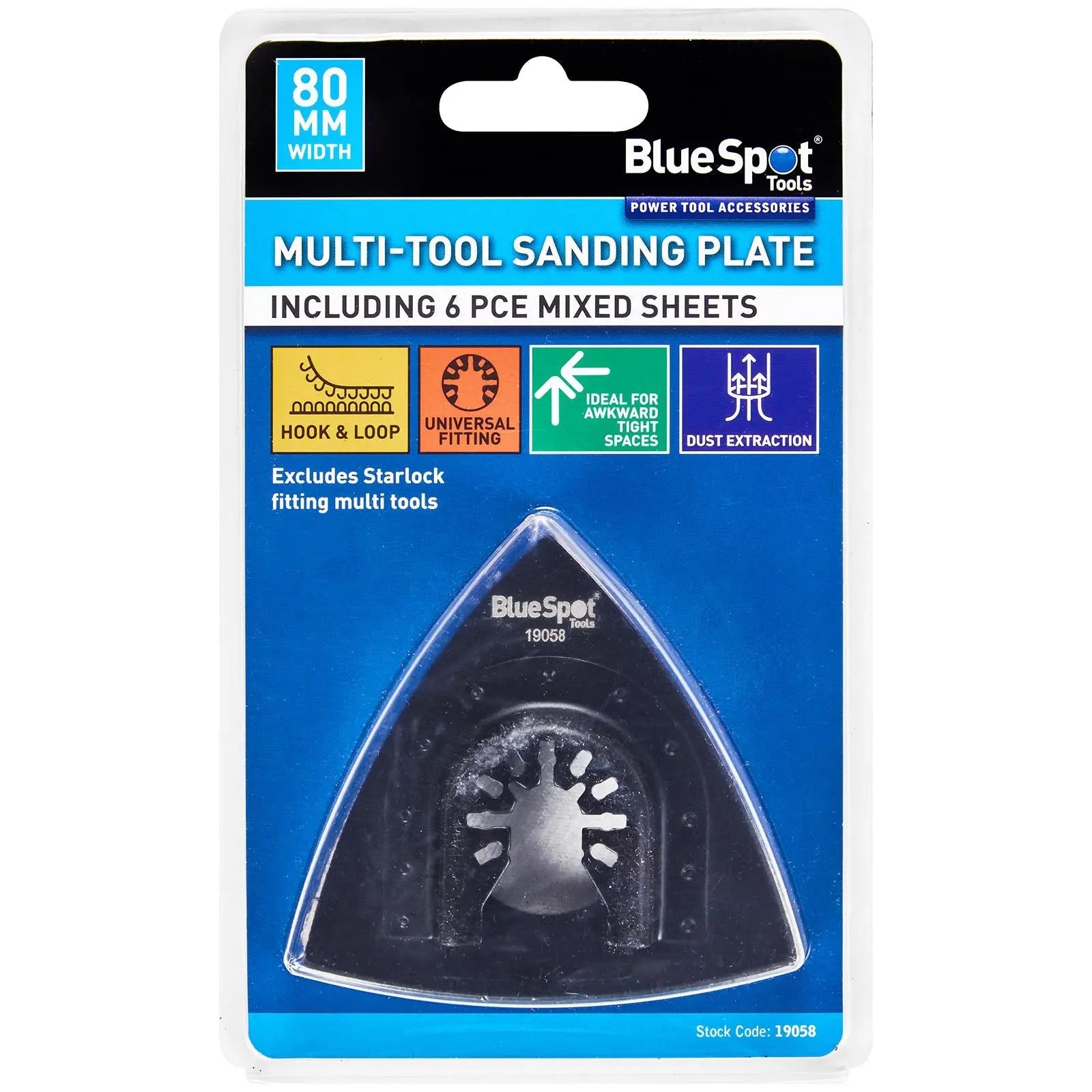 BlueSpot Multi Tool Sanding Plate with Sanding Sheets 80mm OMT  White Rose Tools