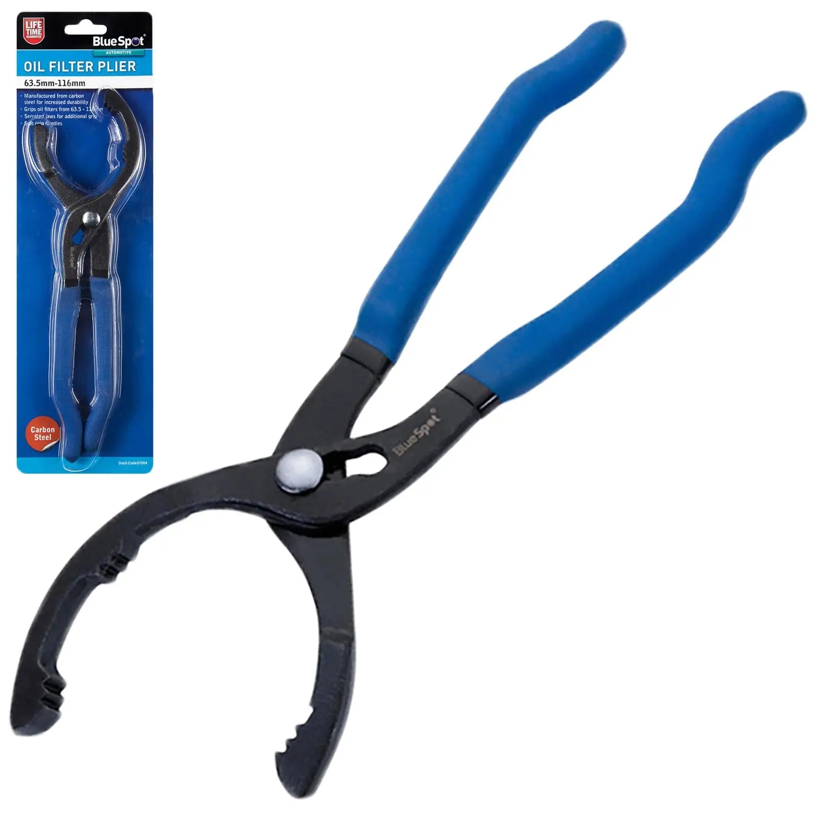 BlueSpot Oil Filter Plier Wrench 12" 300mm Jaw Opening 63.5-116mm 