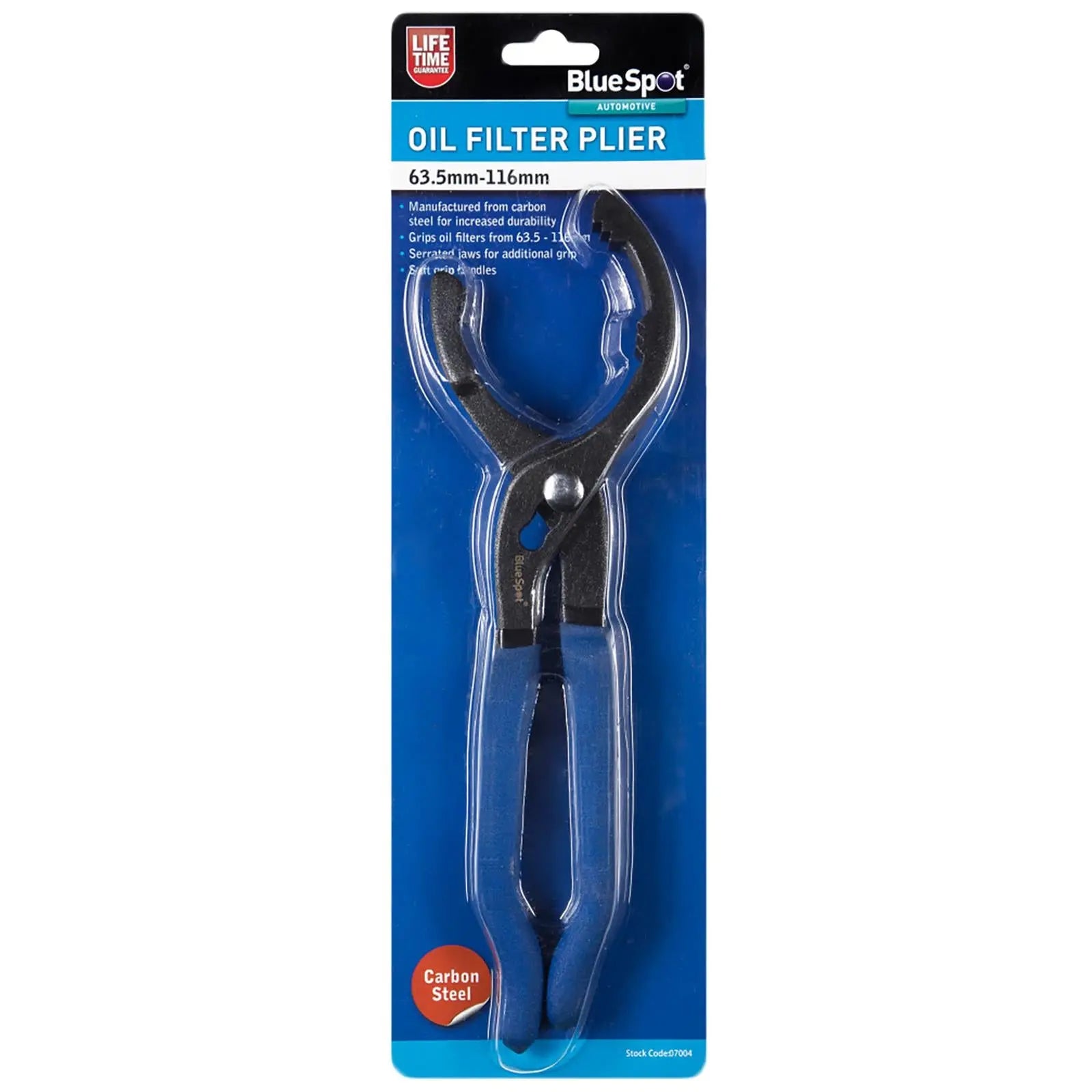 BlueSpot Oil Filter Plier Wrench 12" 300mm Jaw Opening 63.5-116mm 