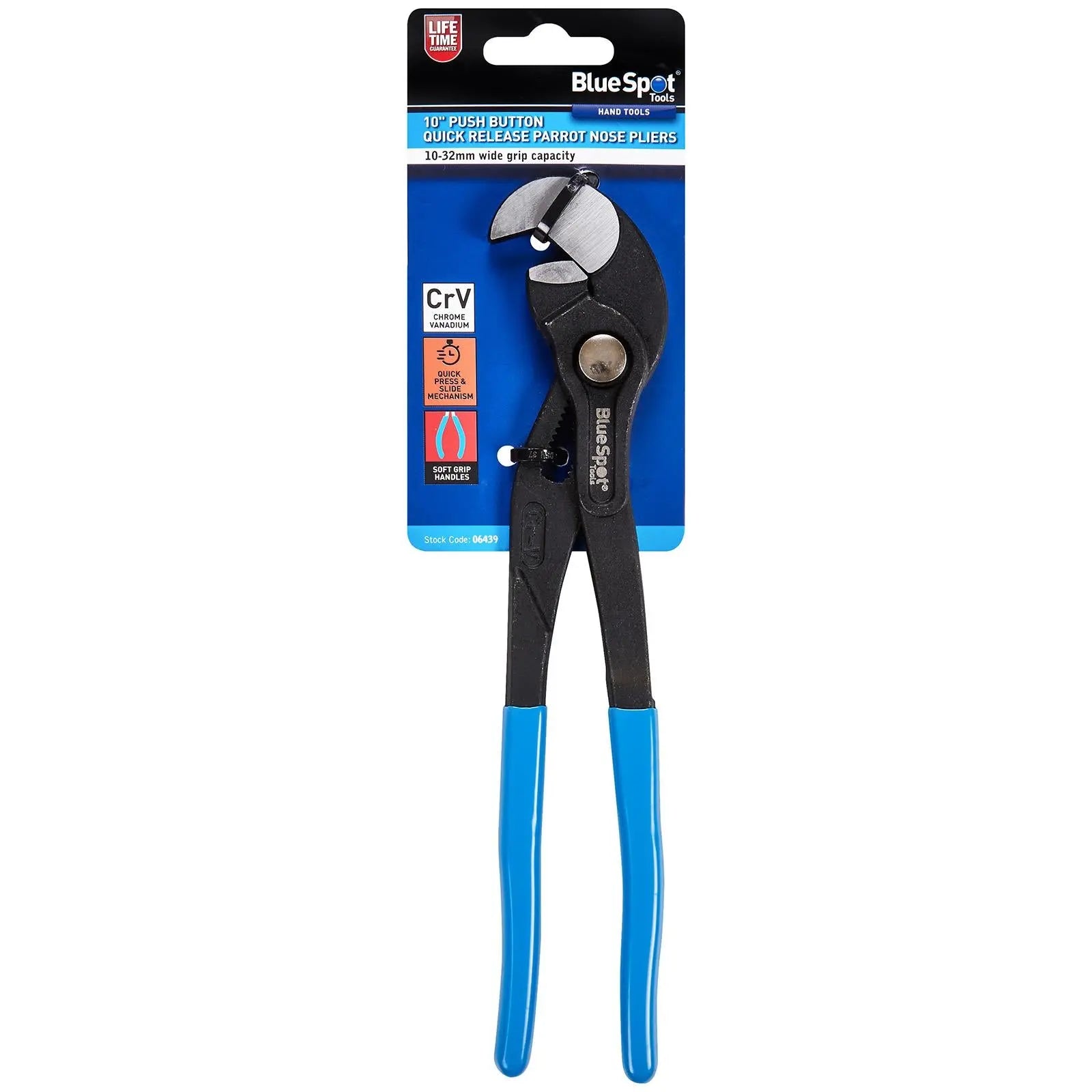 BlueSpot Parrot Nose Pliers Push Button Quick Release 250mm 10in  White Rose Tools