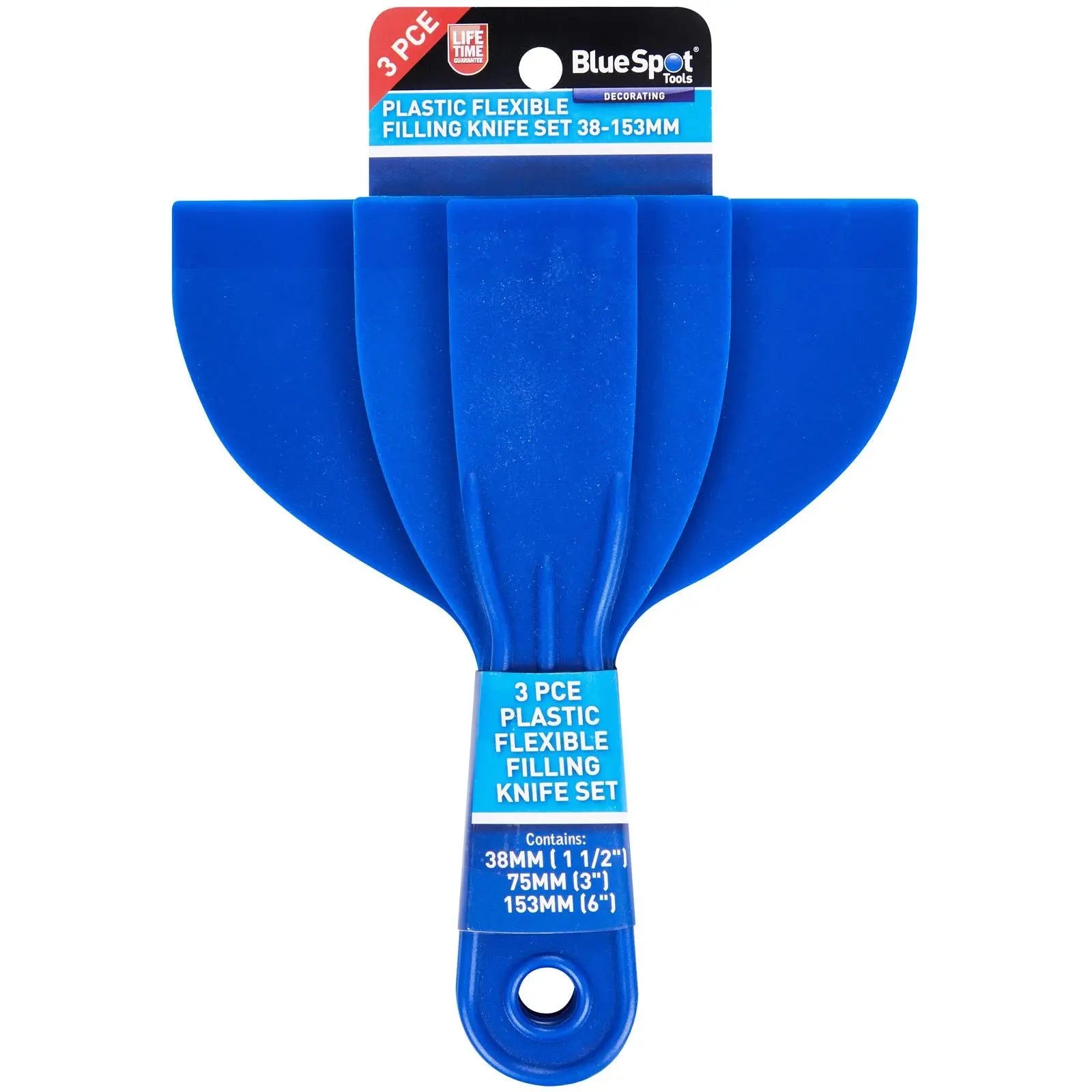 BlueSpot Plastic Flexible Filling Knife Set 38-153mm 3 Piece  White Rose Tools