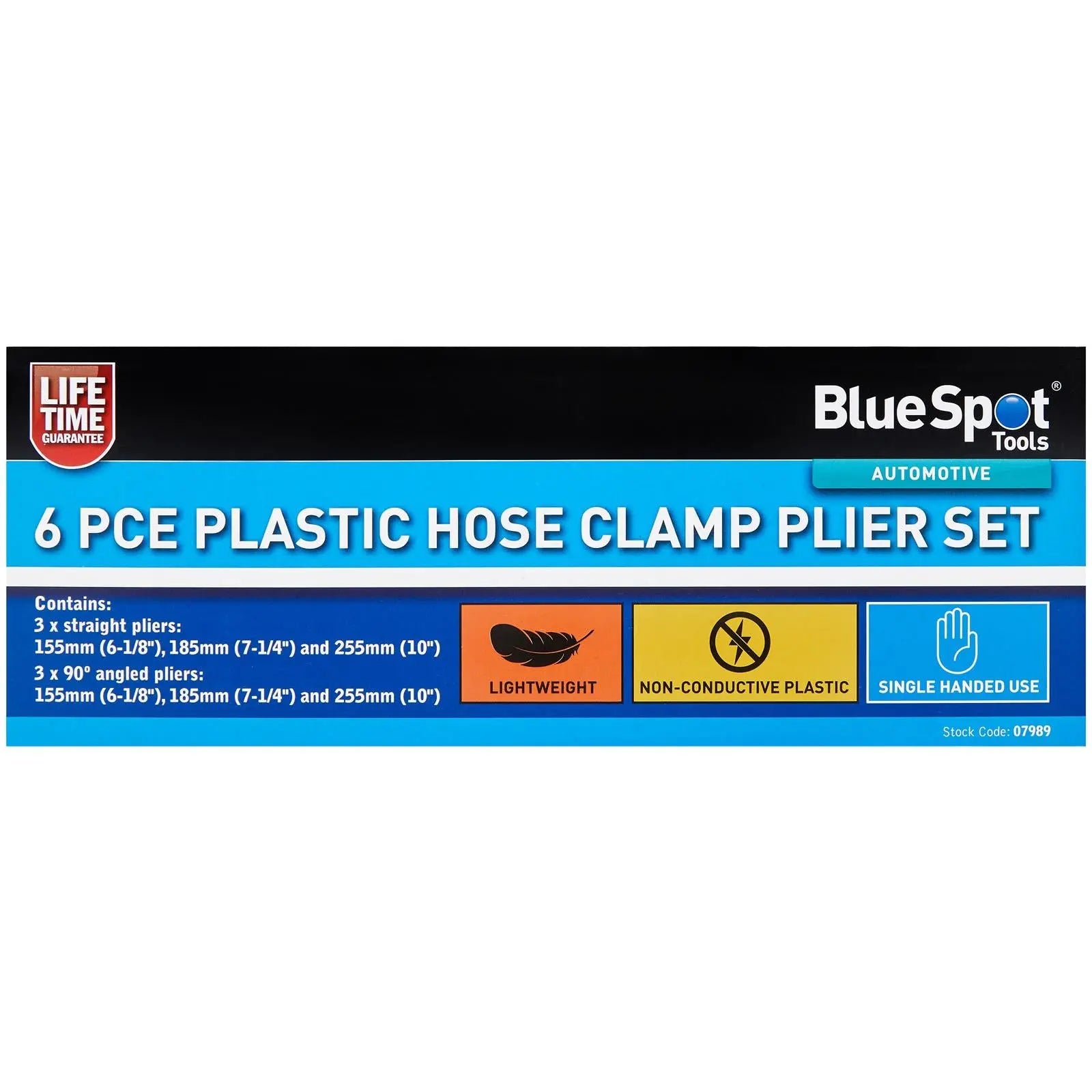 BlueSpot Plastic Hose Clamp Pliers Set 155-255mm 6 Piece  White Rose Tools