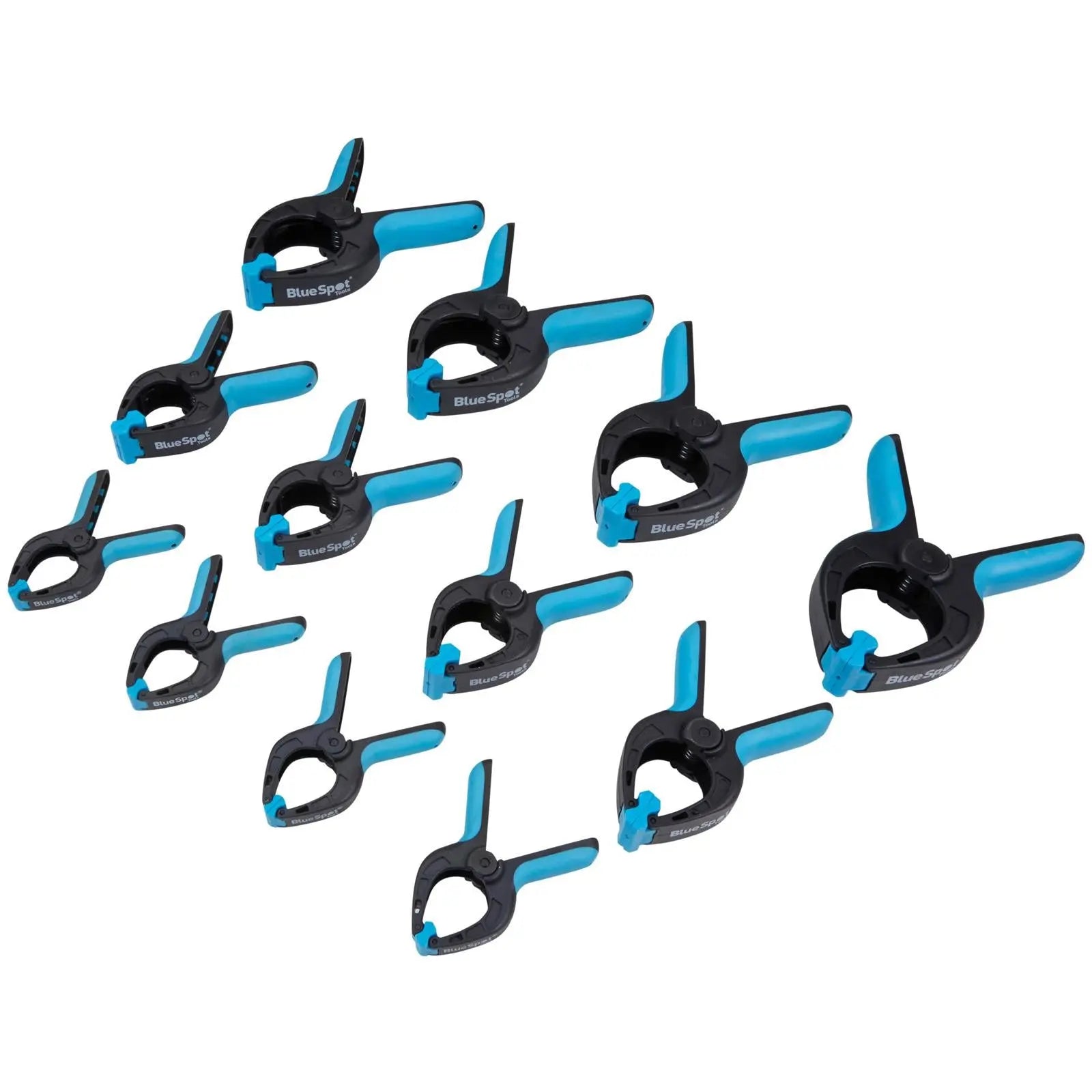 BlueSpot Plastic Spring Clamps Non Marring 85-160mm 12 Piece  White Rose Tools