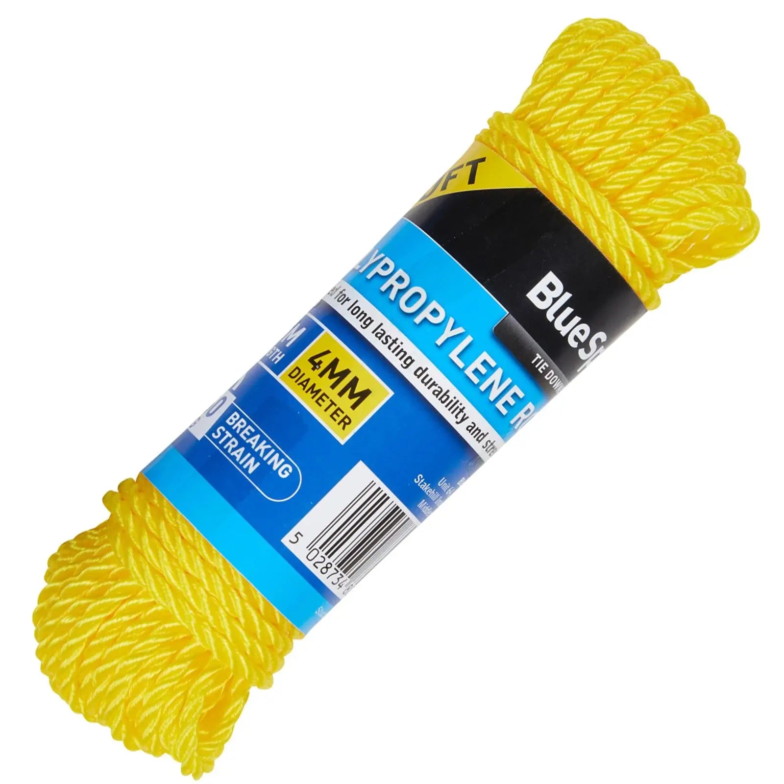 BlueSpot Polypropylene Rope Yellow 15m x 4mm 50ft 