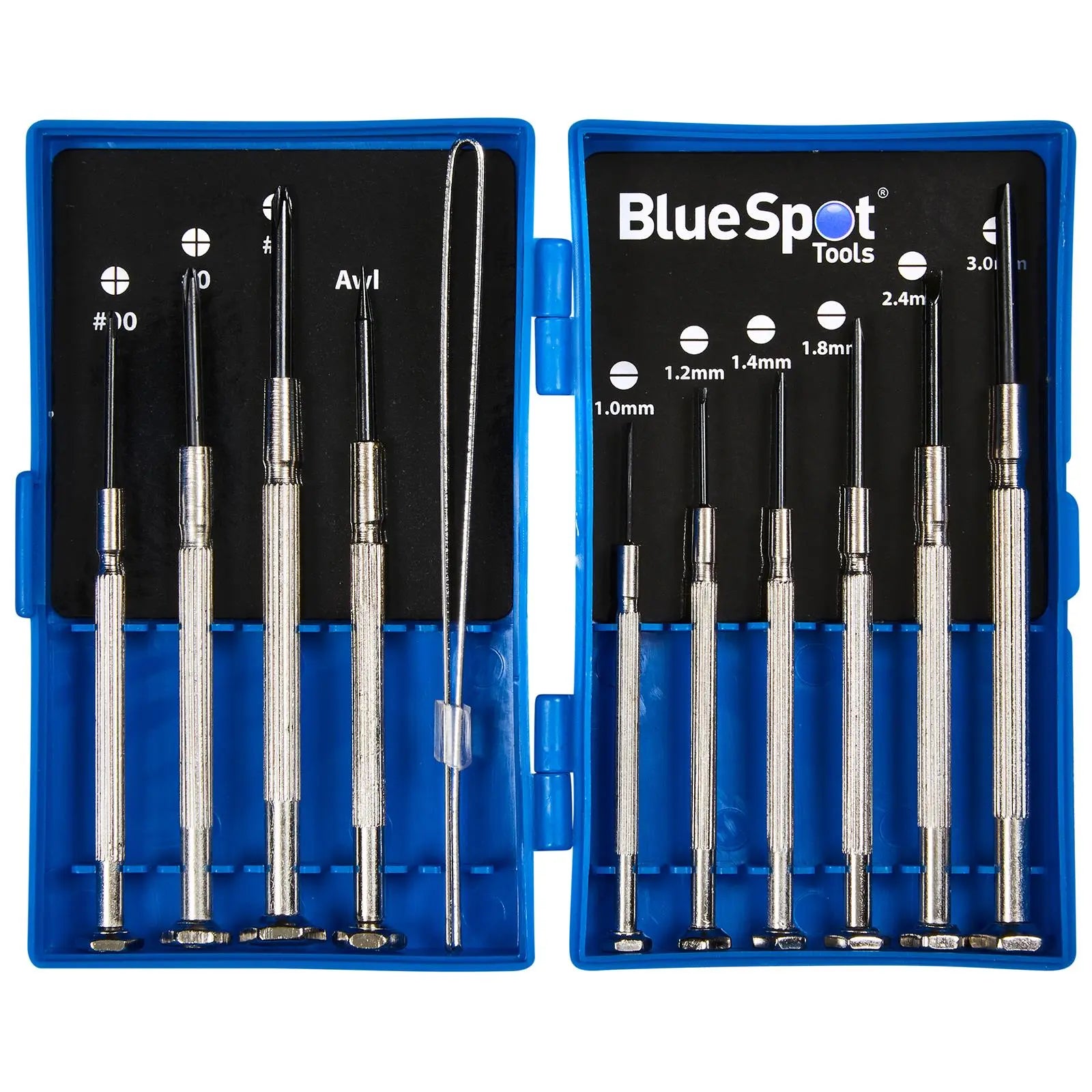 BlueSpot Precision Screwdriver Set with Tweezers 11 Piece Slotted Phillips 