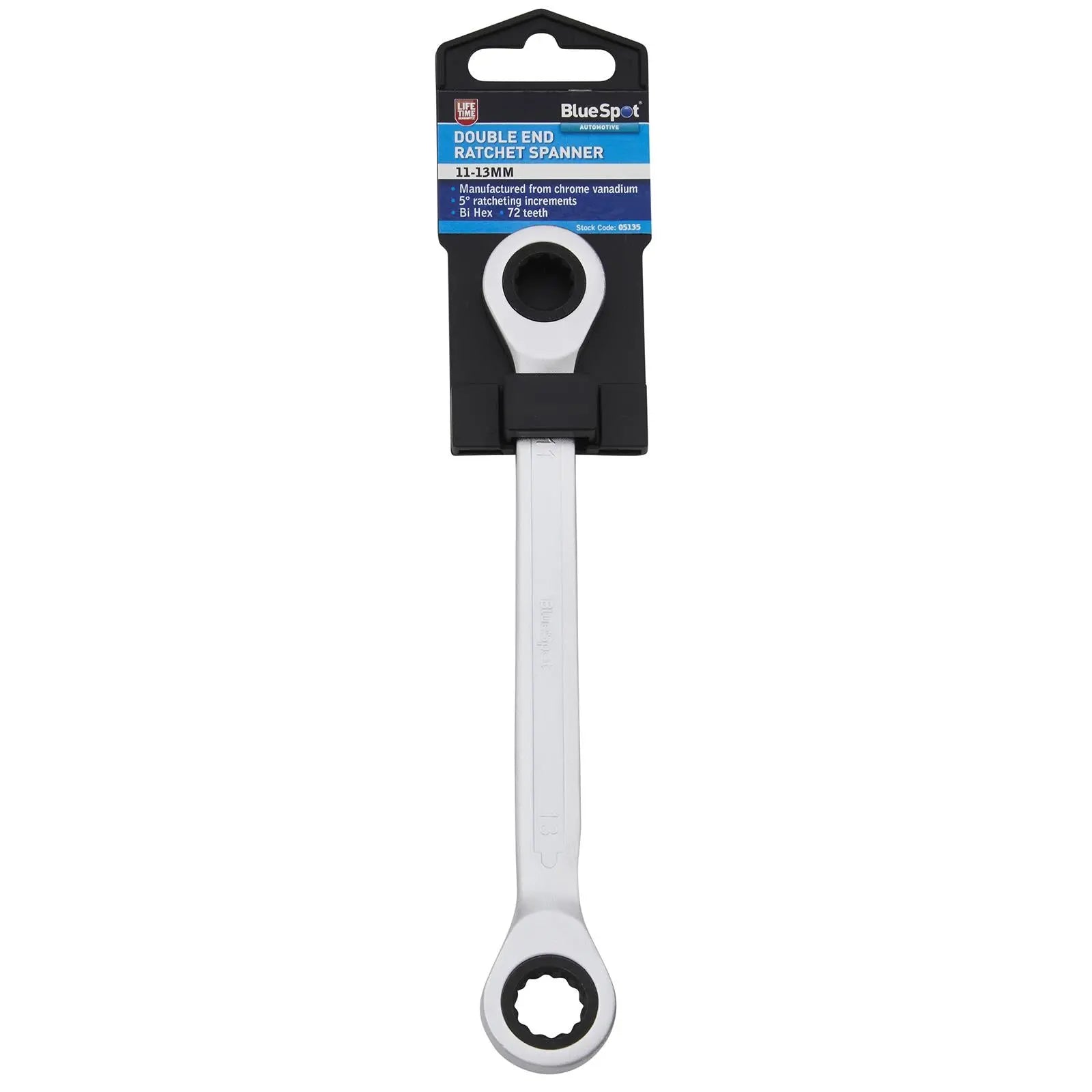 BlueSpot Ratchet Ring Spanner Double End 11mm x 13mm 72 Tooth 