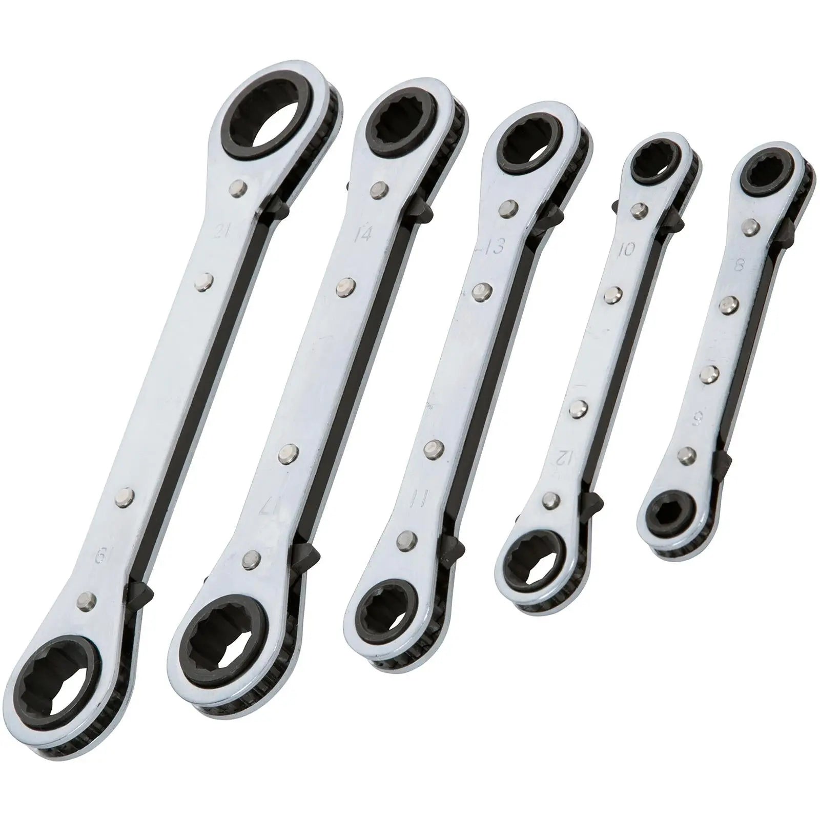 BlueSpot Ratchet Ring Spanners Reversible Double Ended Wrench 6-21mm 5pc 
