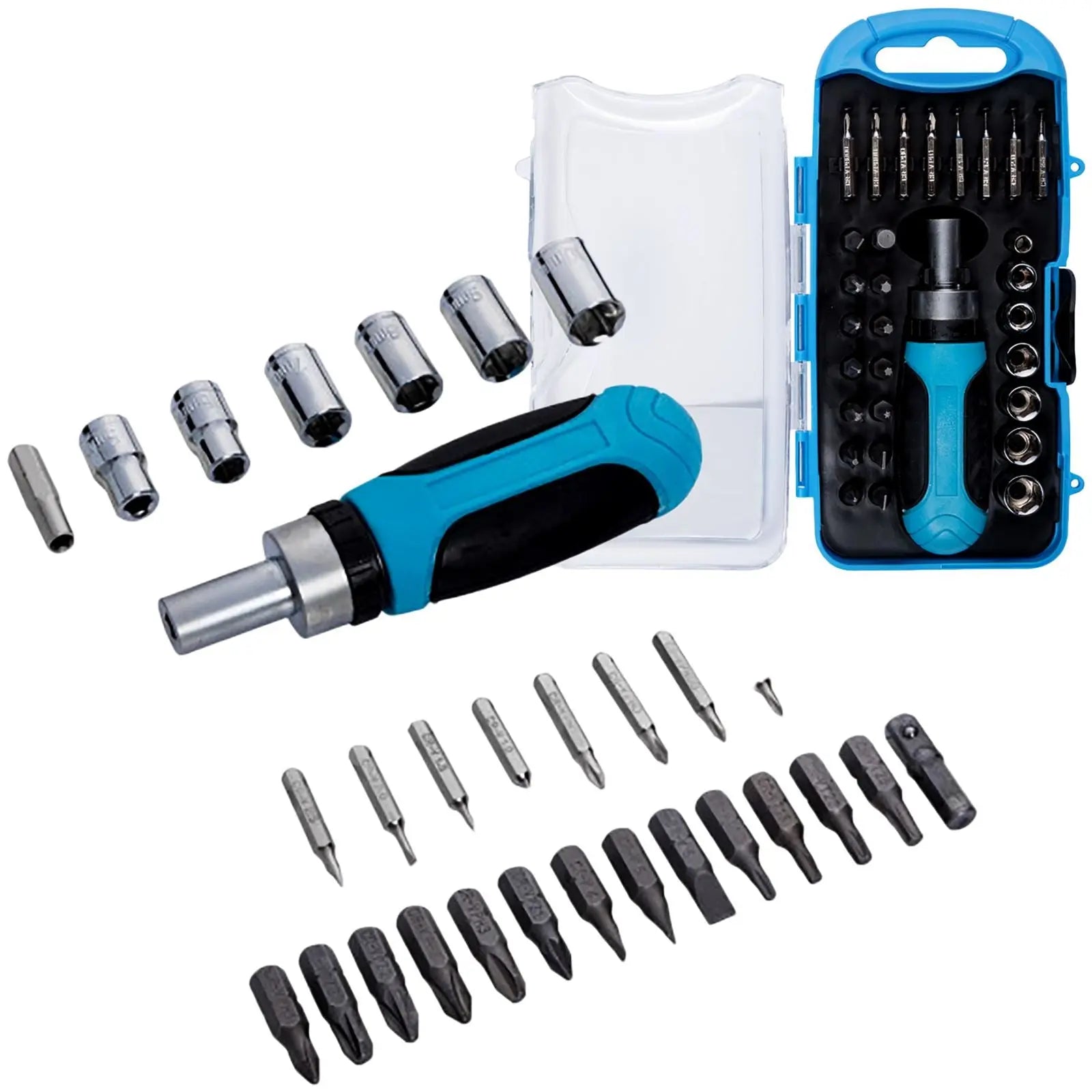 BlueSpot Ratchet Screwdriver and Socket Set in Case 30 Piece 