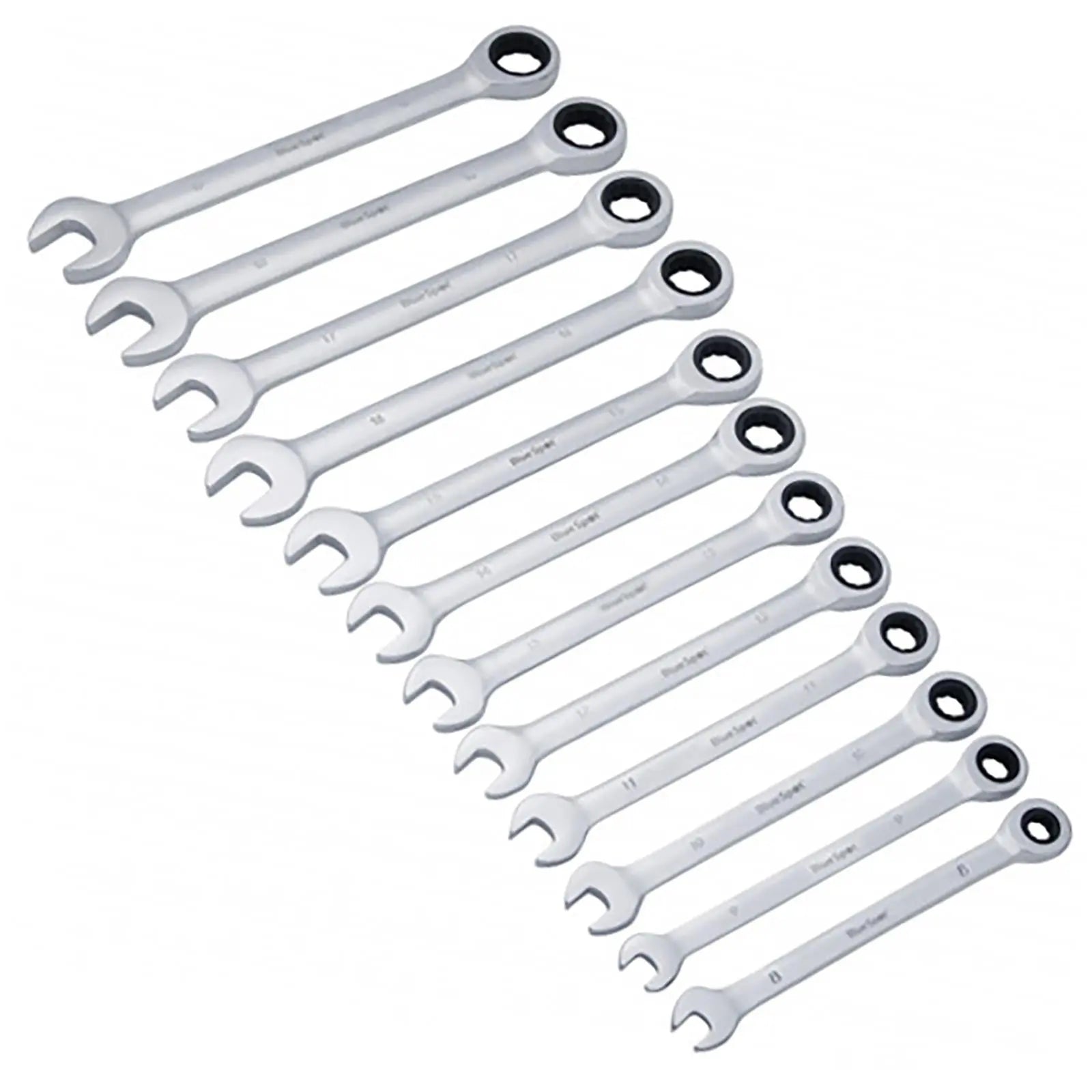 BlueSpot Ratchet Spanner Set 12 Pieces Metric 8-19mm in Tool Roll 