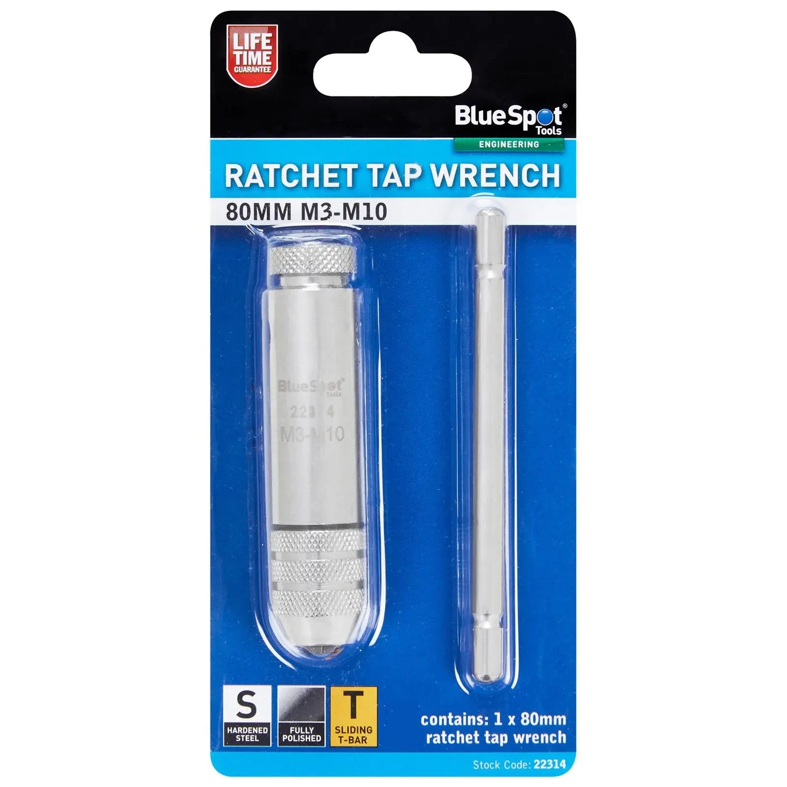 BlueSpot Ratchet Tap Wrench 80mm M3-M10  White Rose Tools
