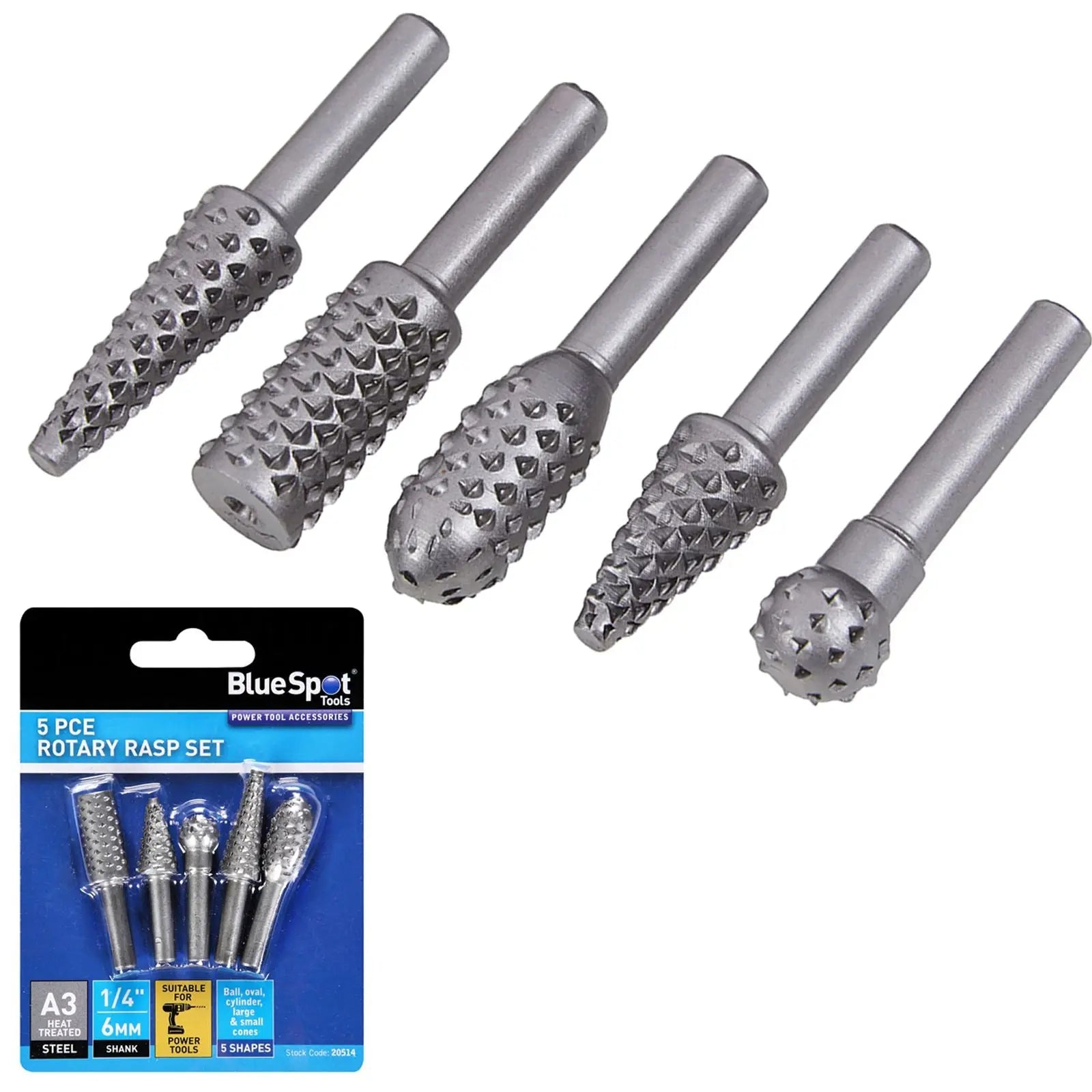 BlueSpot Rotary Rasp Set 5 Piece 