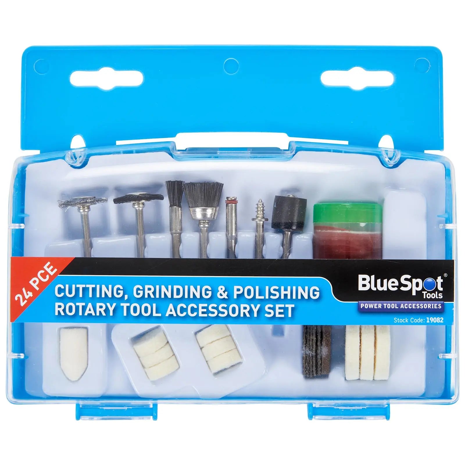 BlueSpot Rotary Tool Accessory Set 24 Piece Cutting Grinding Polishing  White Rose Tools