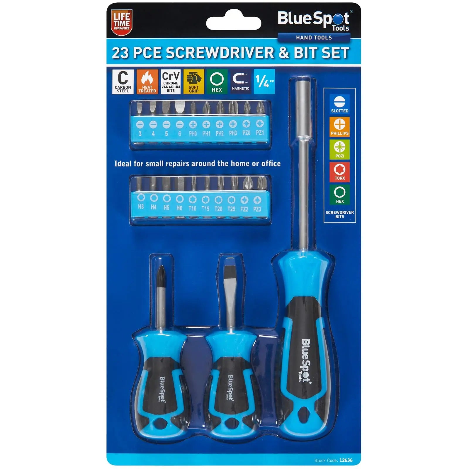 BlueSpot Screwdriver and Bit Set 23 Piece  White Rose Tools