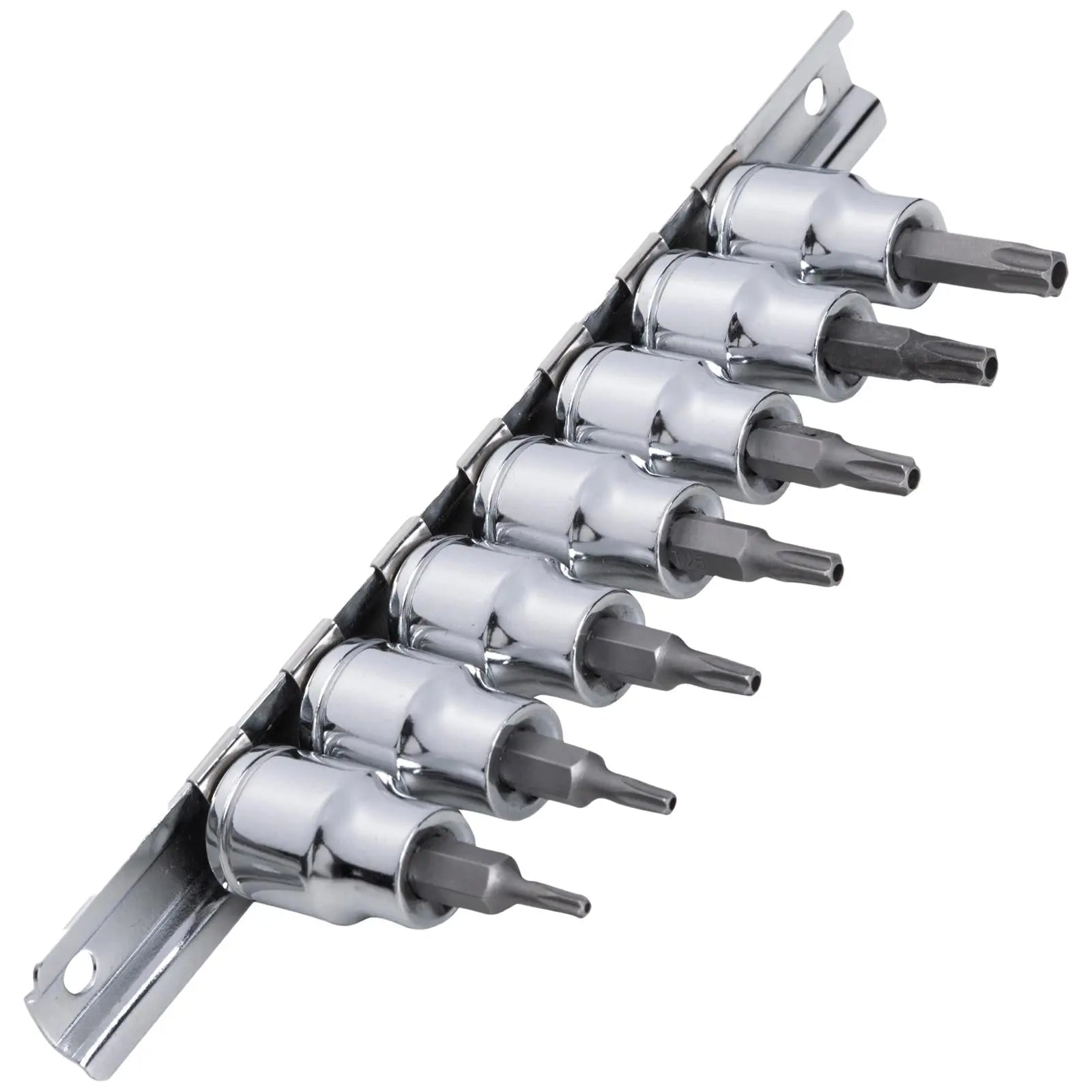 BlueSpot Security Torx Bit Set 3/8" Drive 7 Piece T10-T40 on Socket Rail 