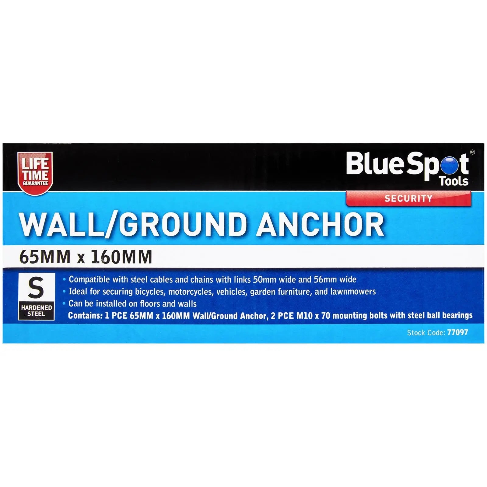 BlueSpot Security Wall Ground Anchor 65 x 160mm  White Rose Tools