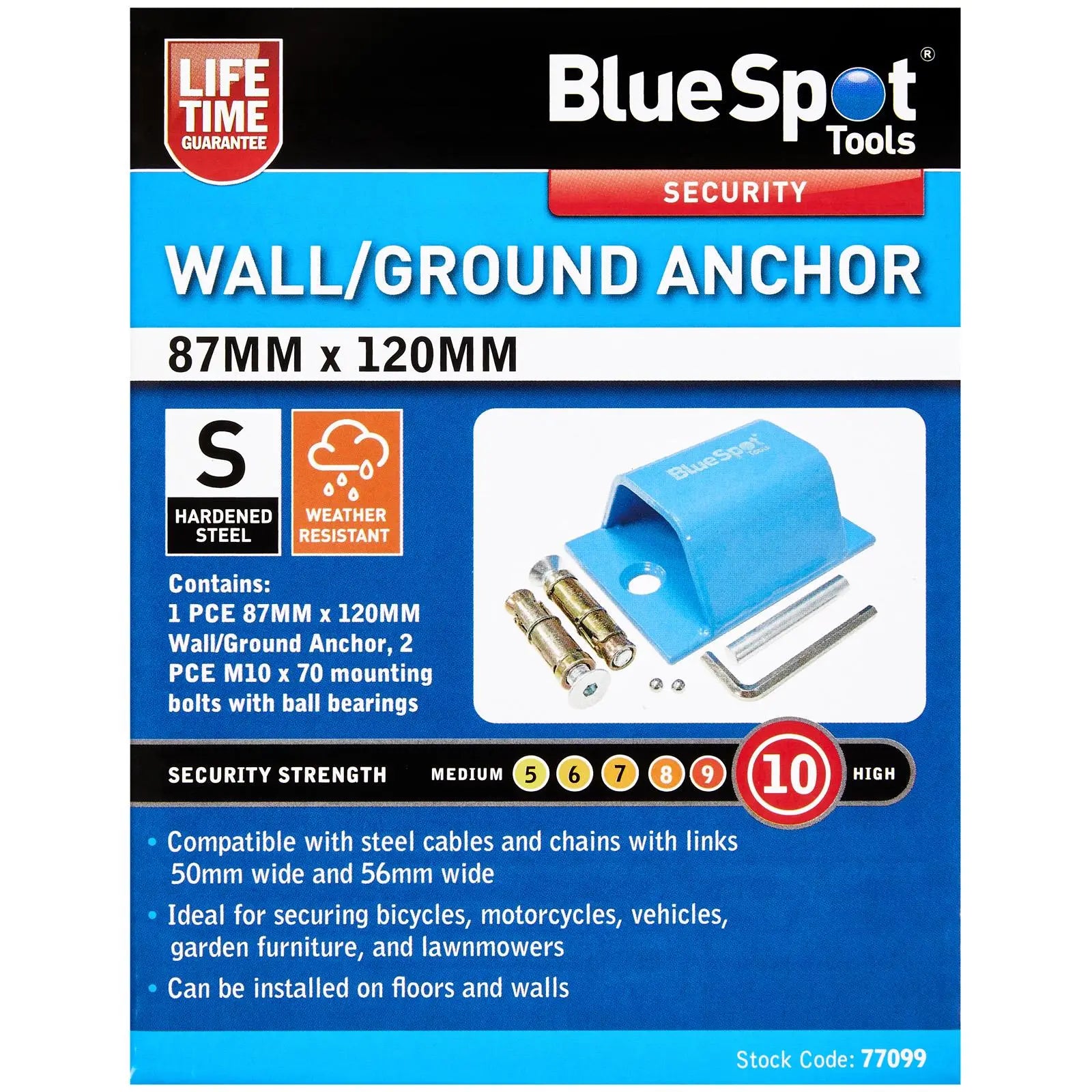 BlueSpot Security Wall Ground Anchor 87 x 120mm  White Rose Tools