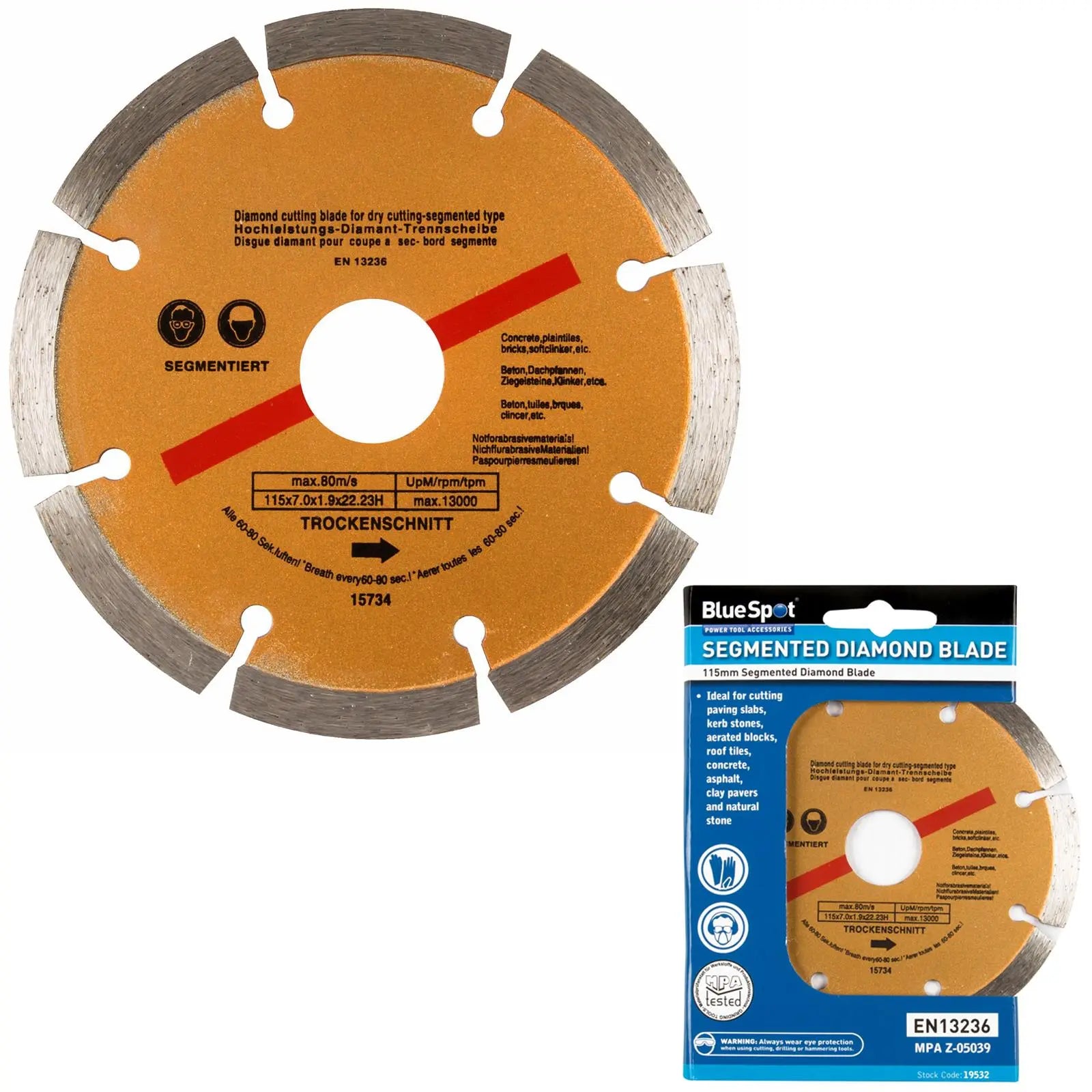 BlueSpot Segmented Diamond Cutting Disc Blade Stone Block Tile Concrete 115mm 4 1/2  White Rose Tools