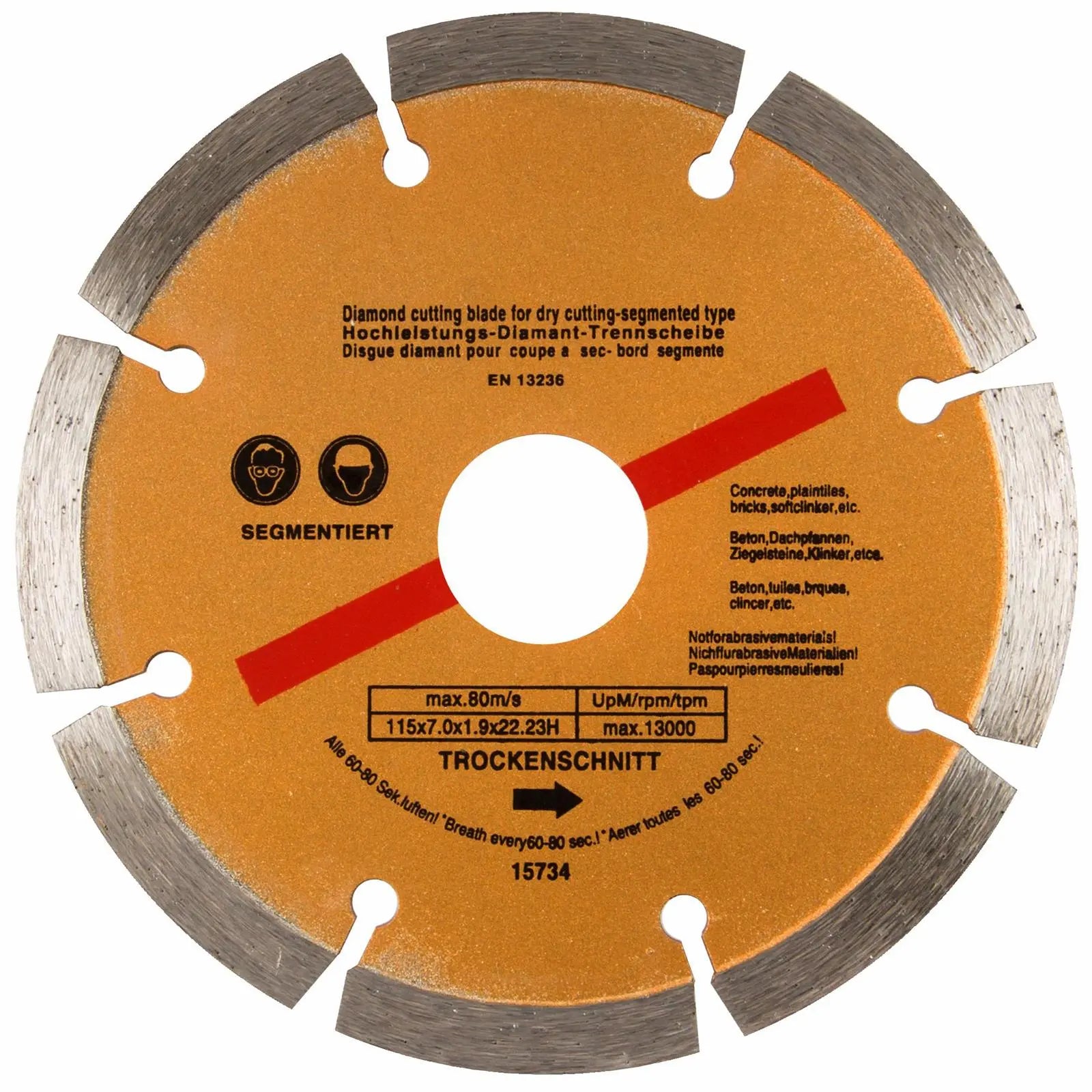 BlueSpot Segmented Diamond Cutting Disc Blade Stone Block Tile Concrete 115mm 4 1/2  White Rose Tools