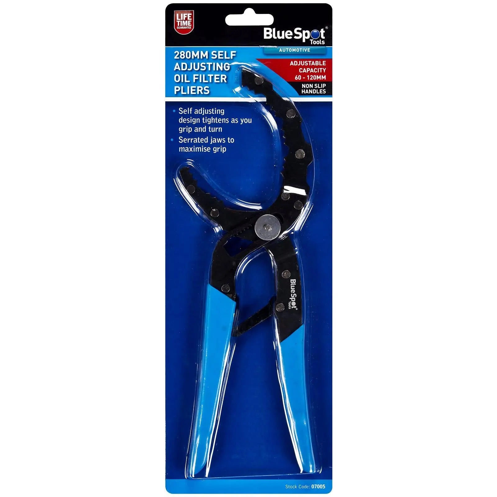 BlueSpot Self Adjusting Oil Filter Pliers 280mm (60-120mm) 