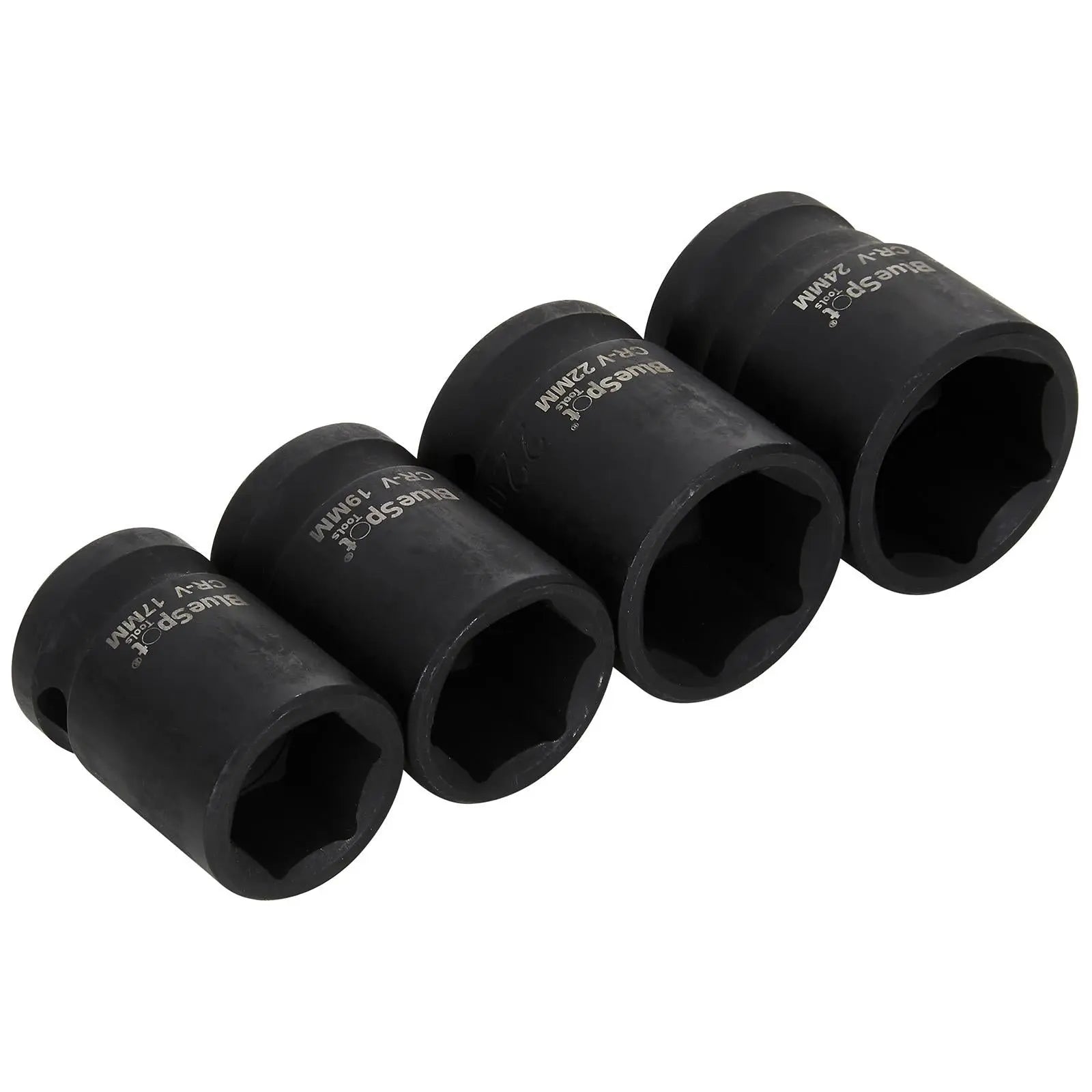 BlueSpot Shallow Impact Socket Set 1/2" Drive Metric 17-24mm 4 Piece  White Rose Tools