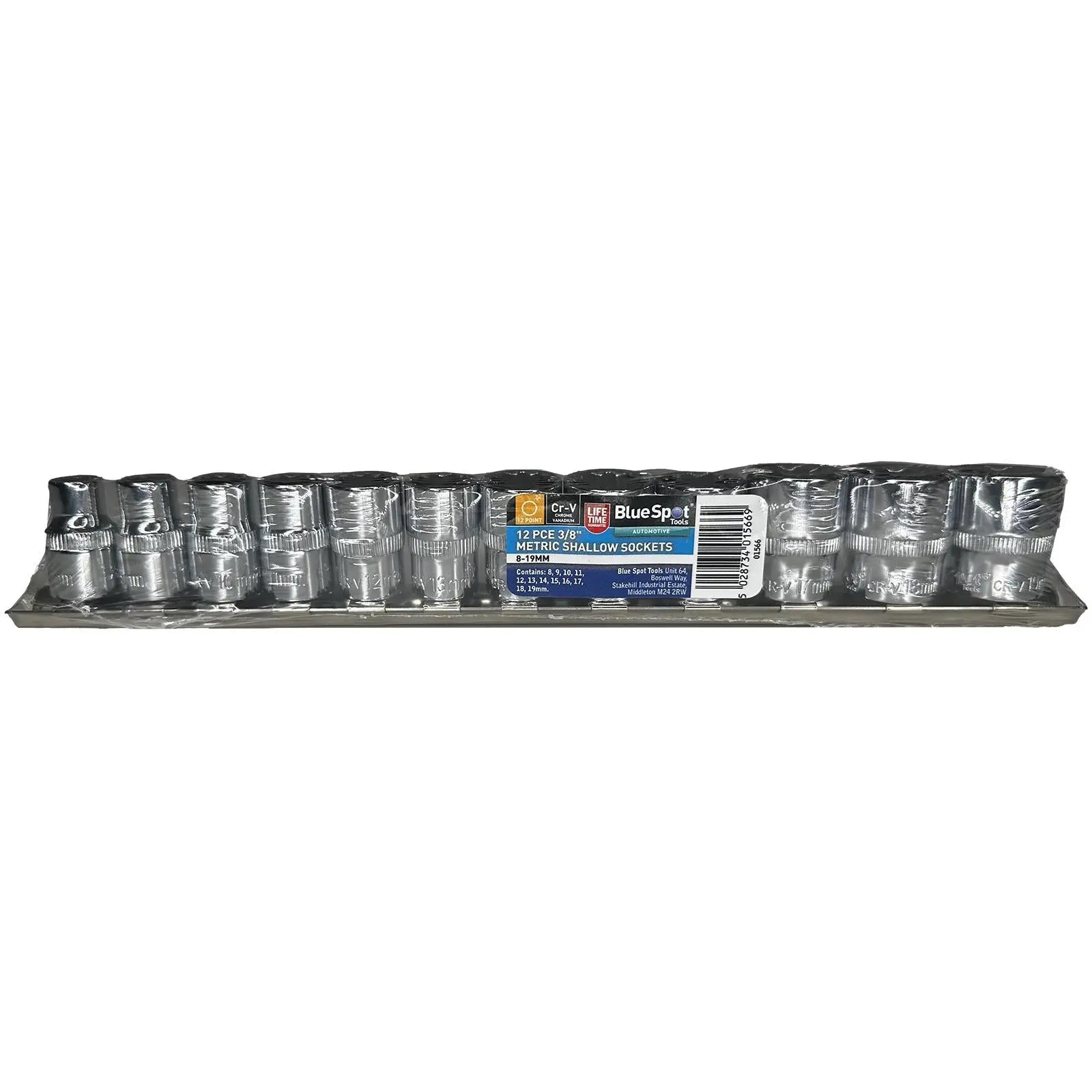 BlueSpot Shallow Socket Set in EVA Foam 12 Piece 3/8" Drive Metric 8-19mm 