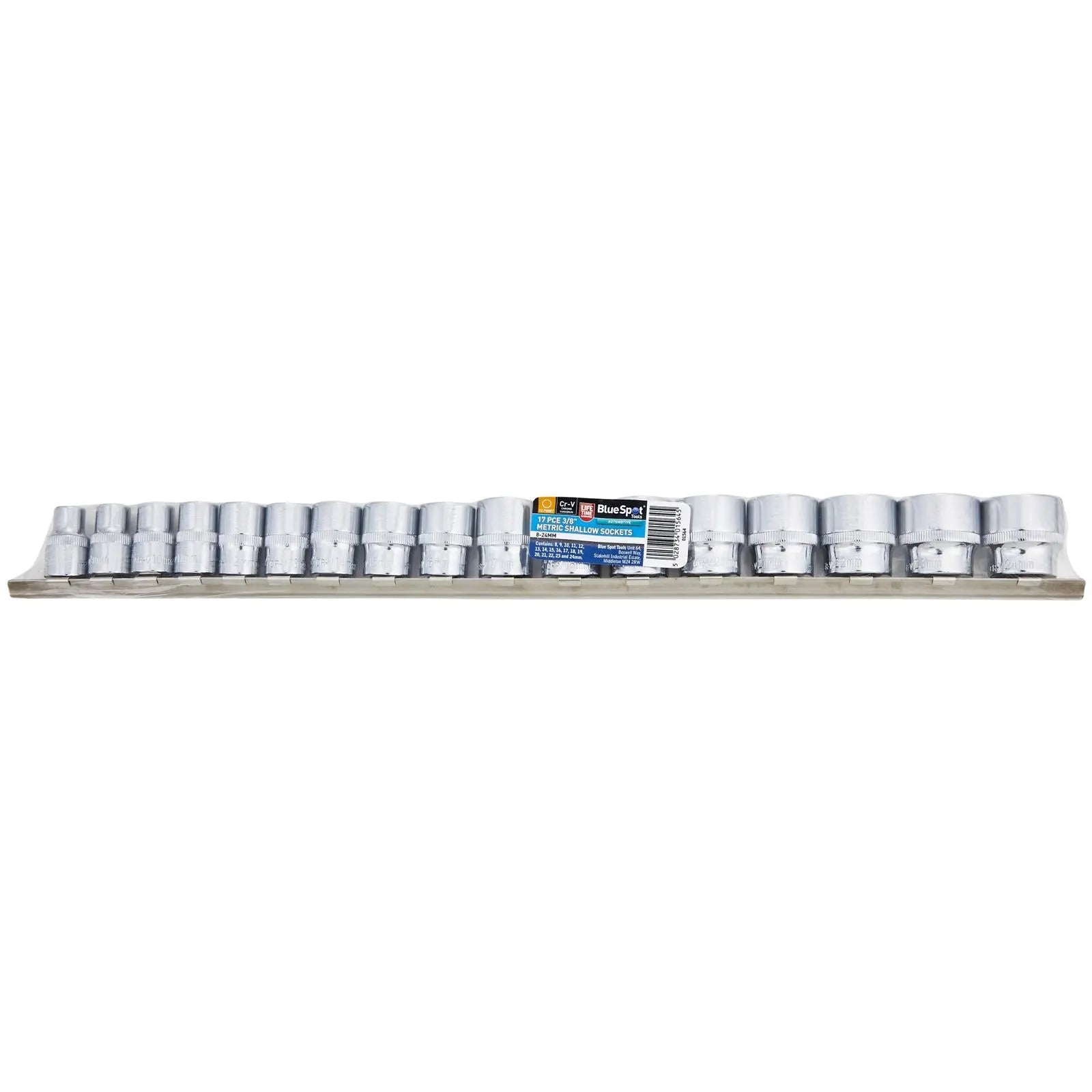 BlueSpot Shallow Socket Set on Rail 17 Piece 3/8" Drive Metric 8-24mm 