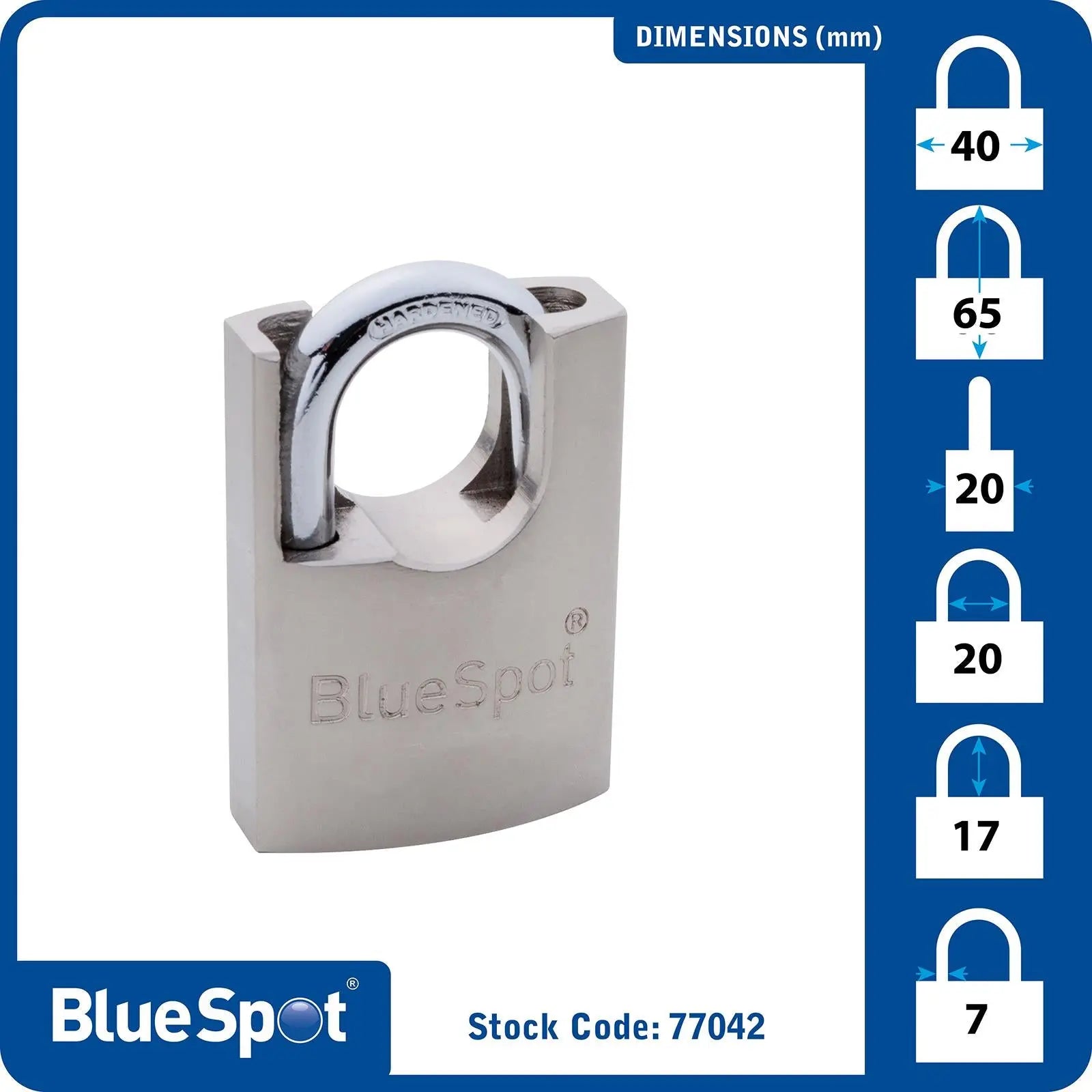 BlueSpot Shrouded Satin Finish Padlock 40mm 