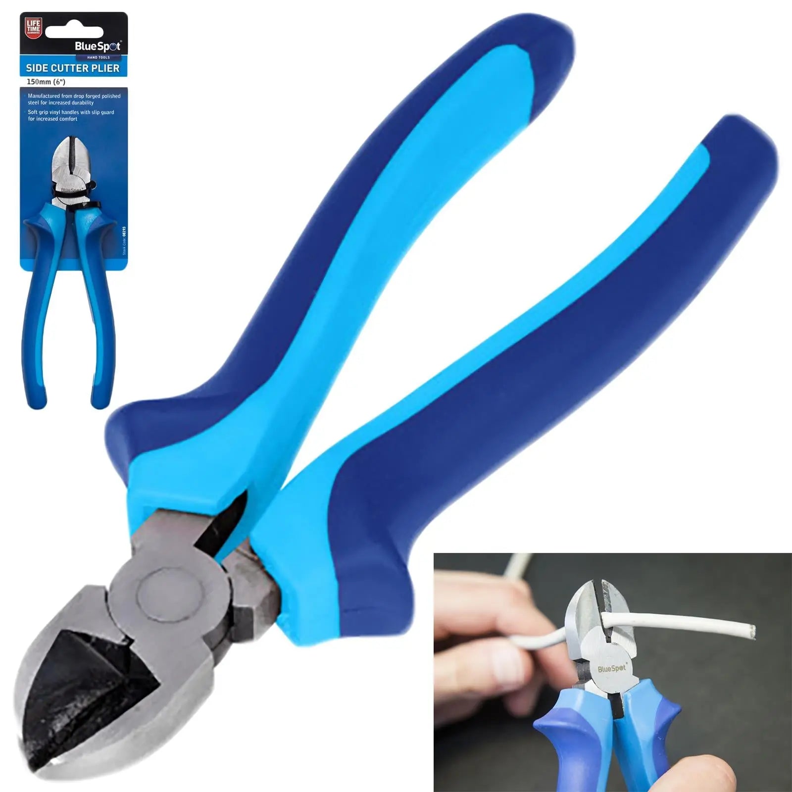 BlueSpot Side Cutting Pliers 150mm 6" Soft Grip Handle 